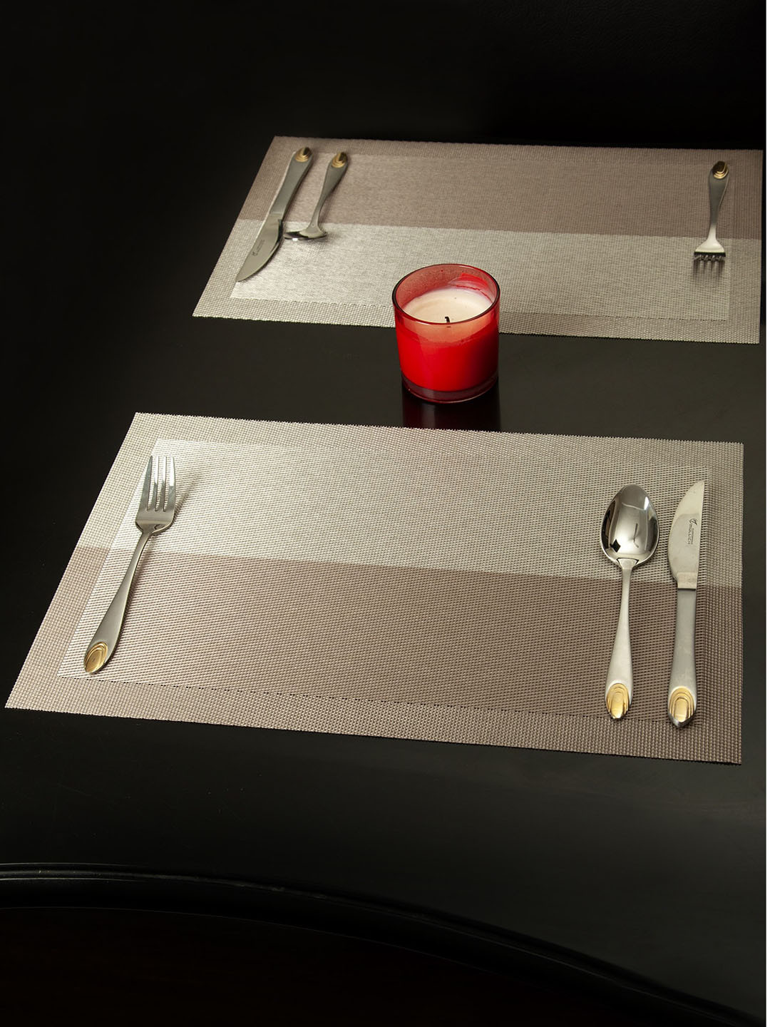 

OBSESSIONS Set of 6 Beige & Brown Colourblocked Table Placemats