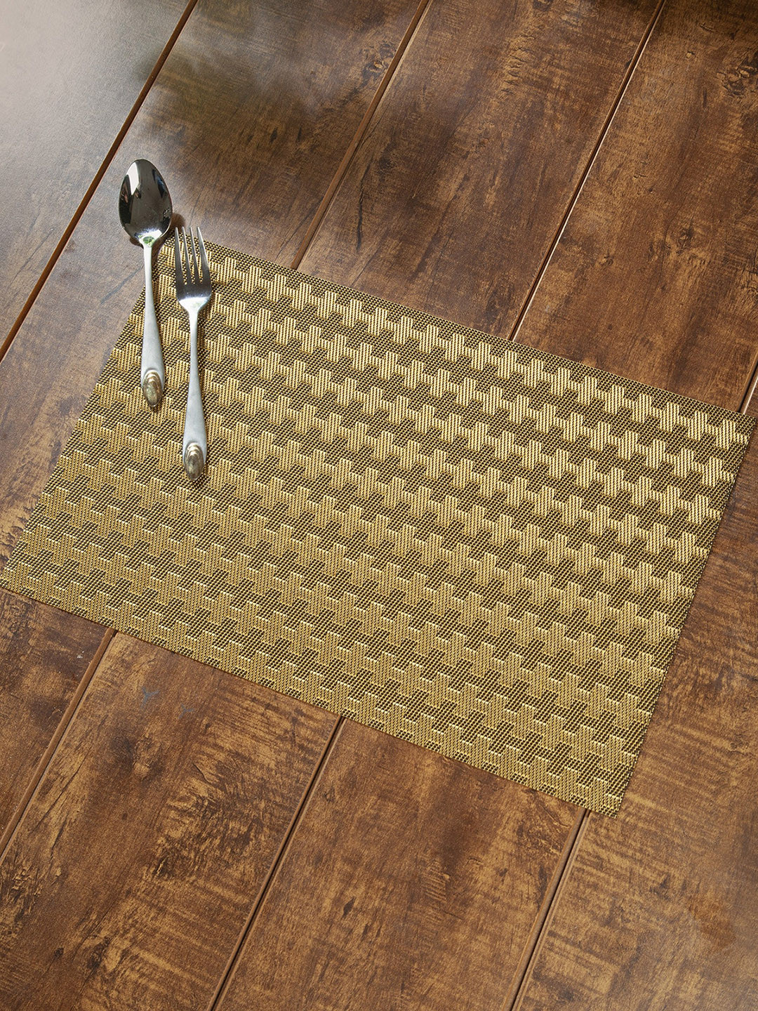 

OBSESSIONS Set of 6 Gold-Toned & Black Geometric Patterned Table Placemats