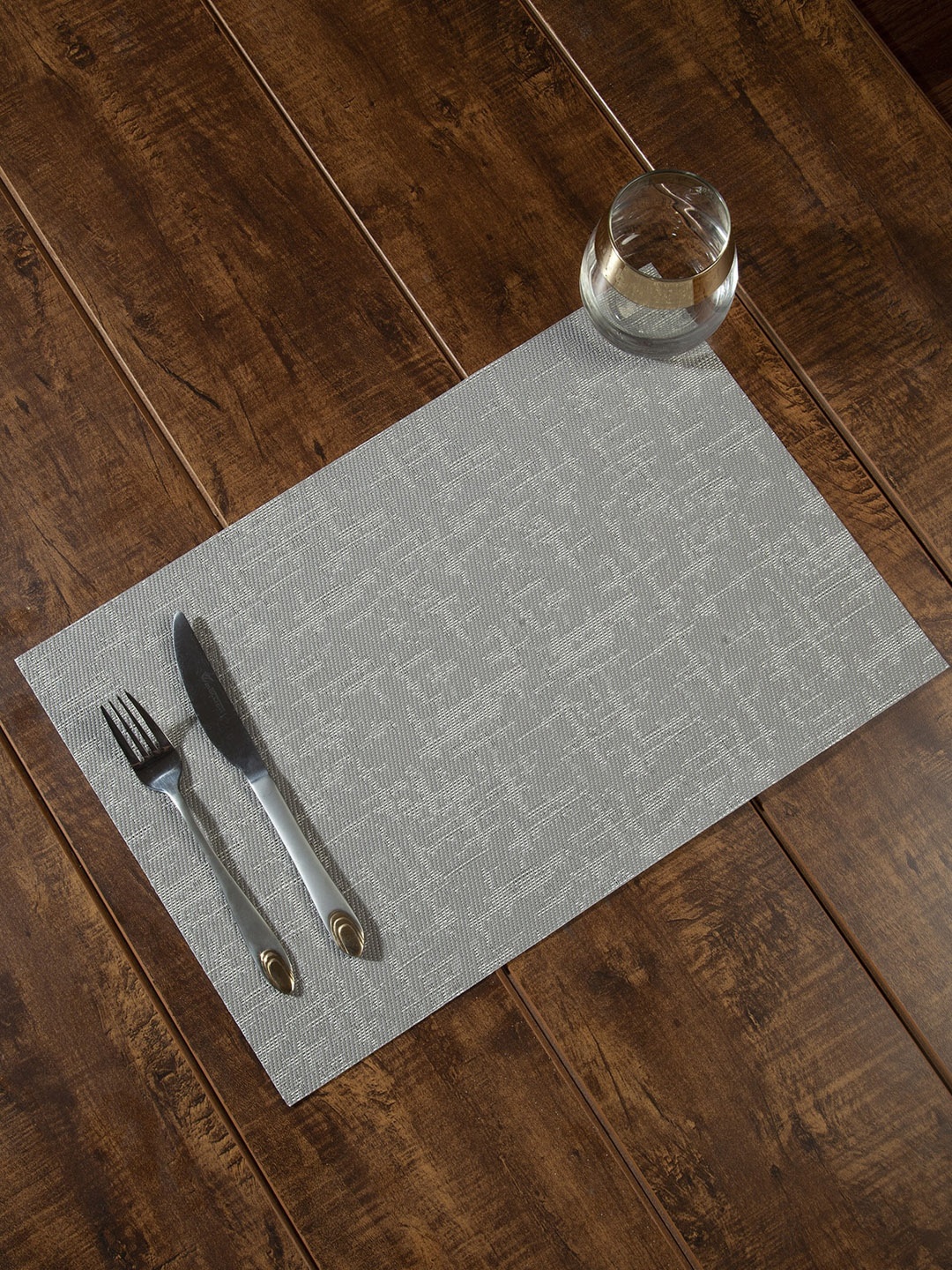 

OBSESSIONS Set Of 6 Grey Solid Rectangular Table Placemats