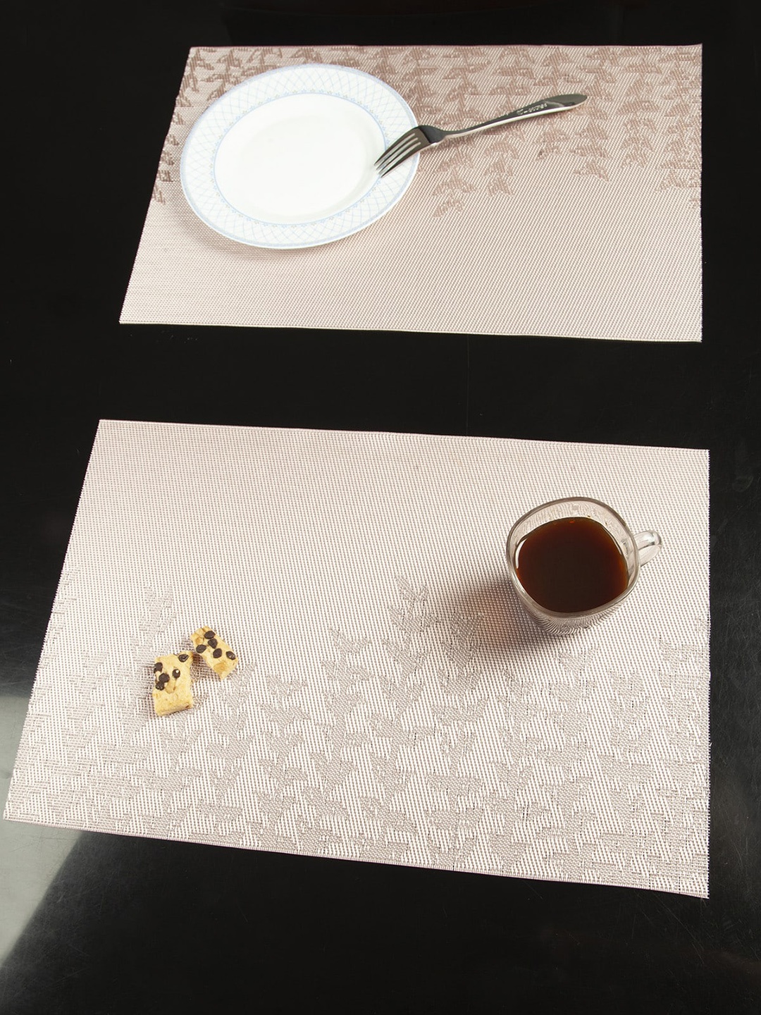 

OBSESSIONS Set of 6 Peach-Coloured Floral Patterned Table Placemats