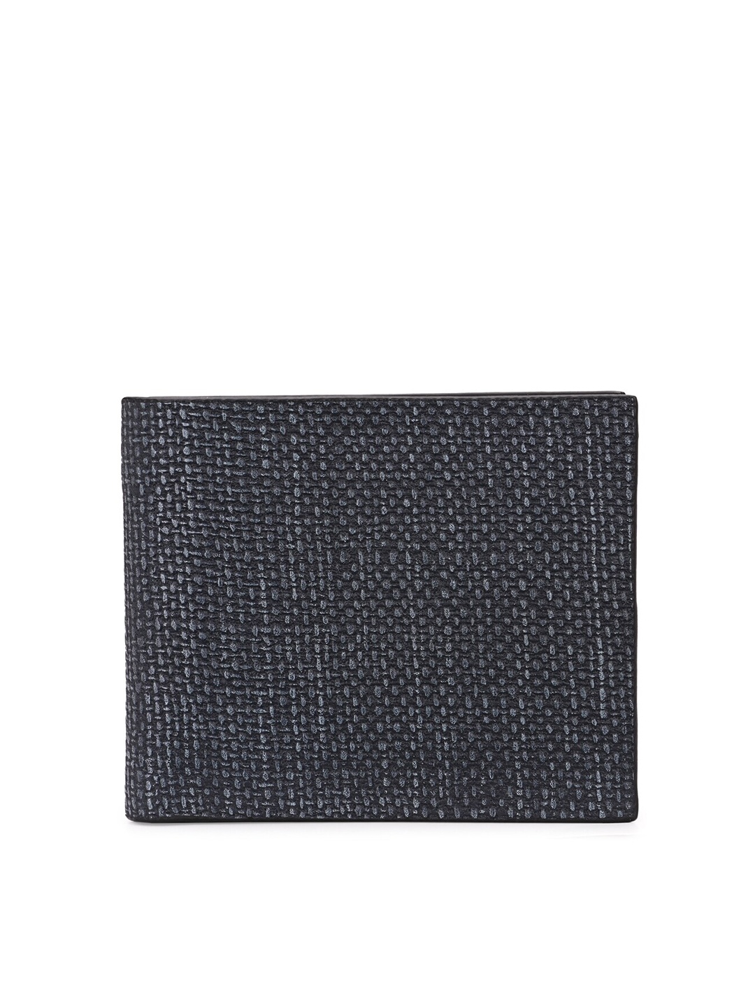 

Calvadoss Men Black Textured Leather Two Fold Wallet