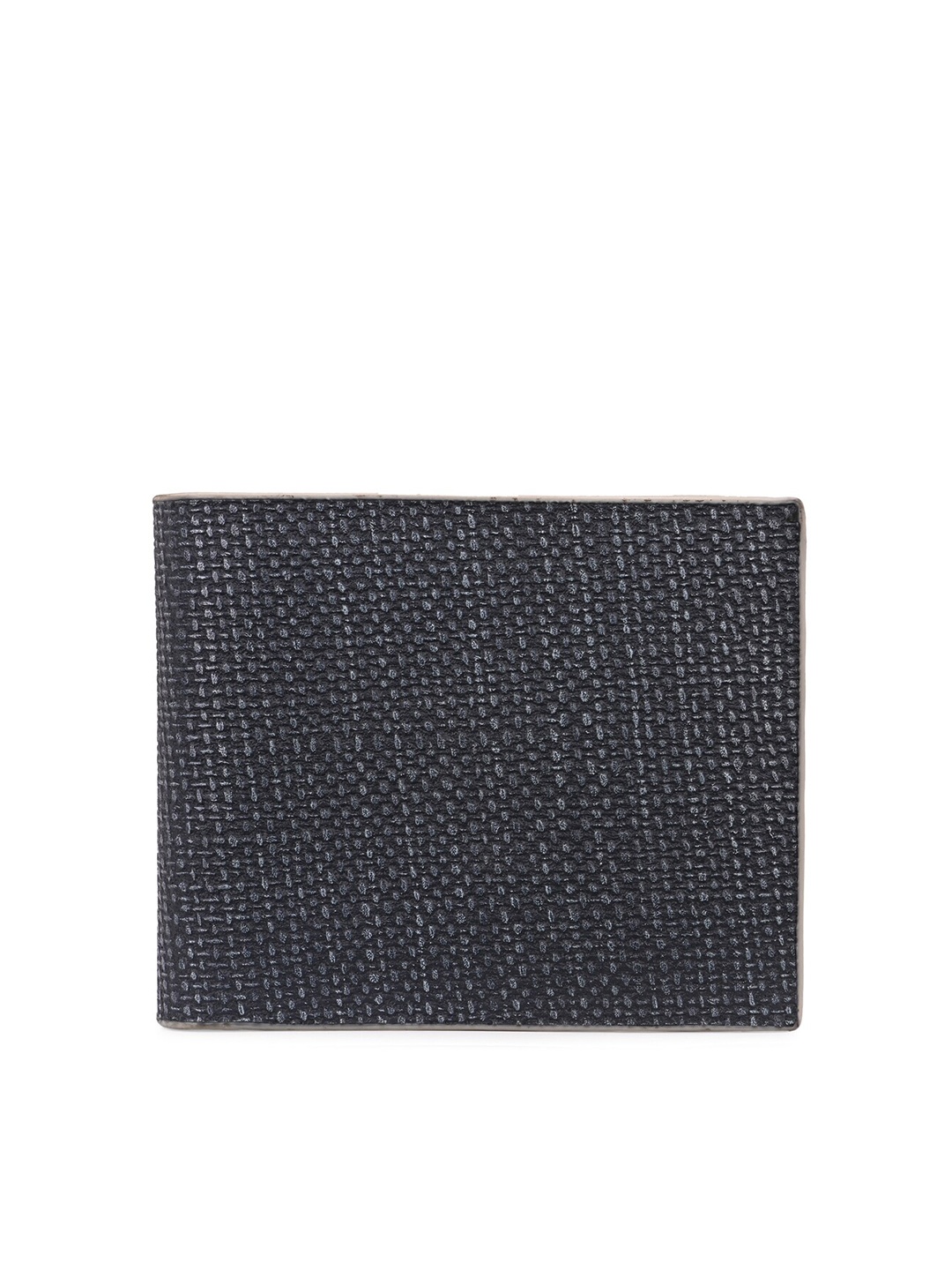 

Calvadoss Men Grey Textured Leather Two Fold Wallet