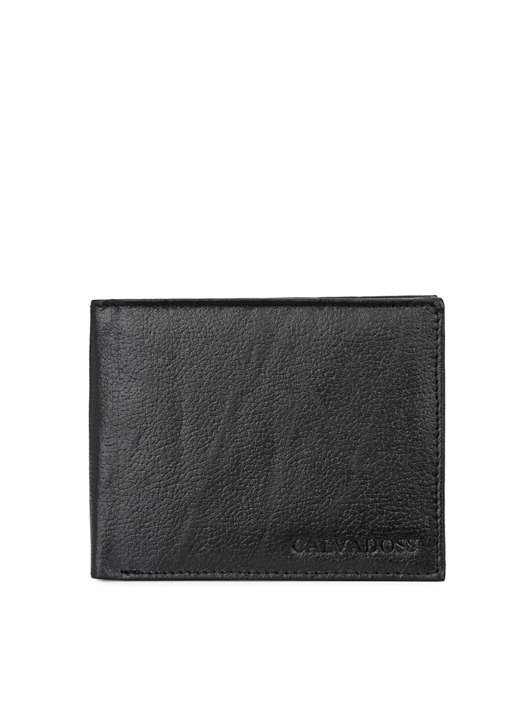 

Calvadoss Men Black Leather Two Fold Wallet