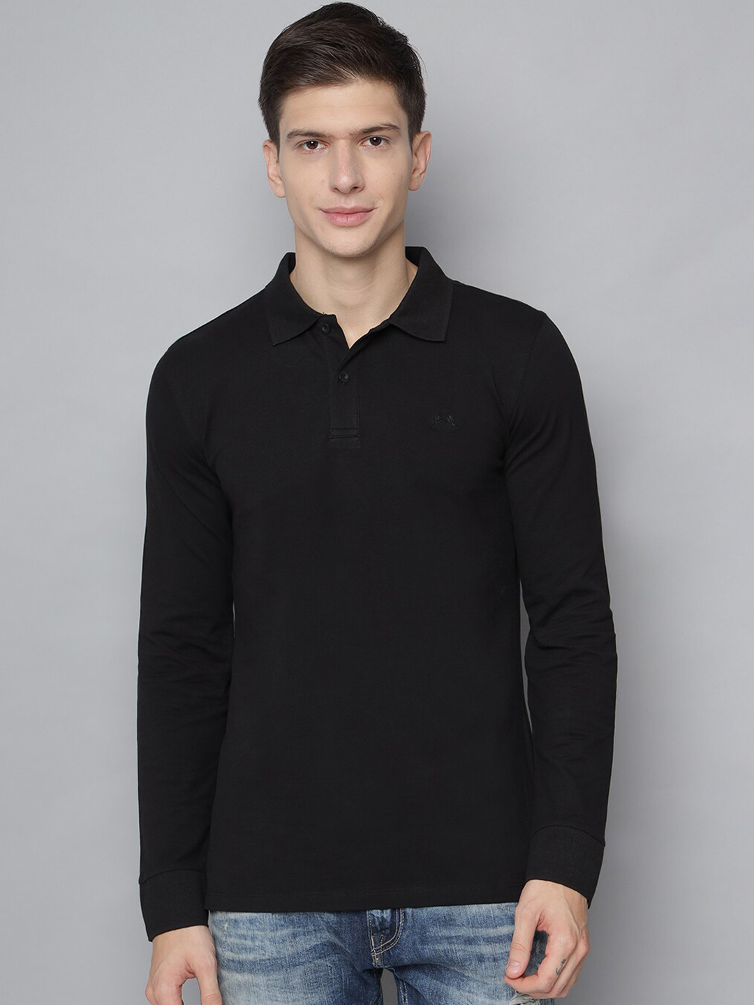 

LINDBERGH Men Black Polo Collar T-shirt