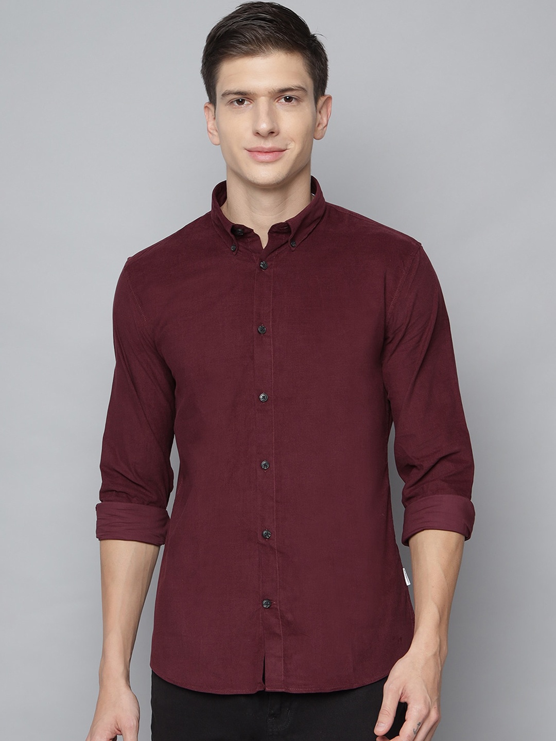 

LINDBERGH Men Burgundy Slim Fit Opaque Casual Shirt