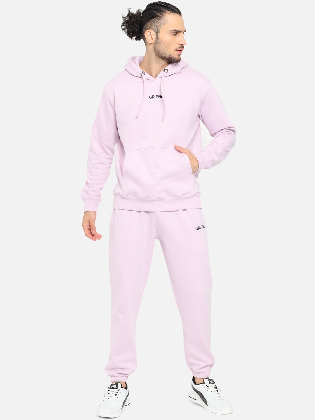 

GRIFFEL Men Pink Solid Cotton Tracksuit