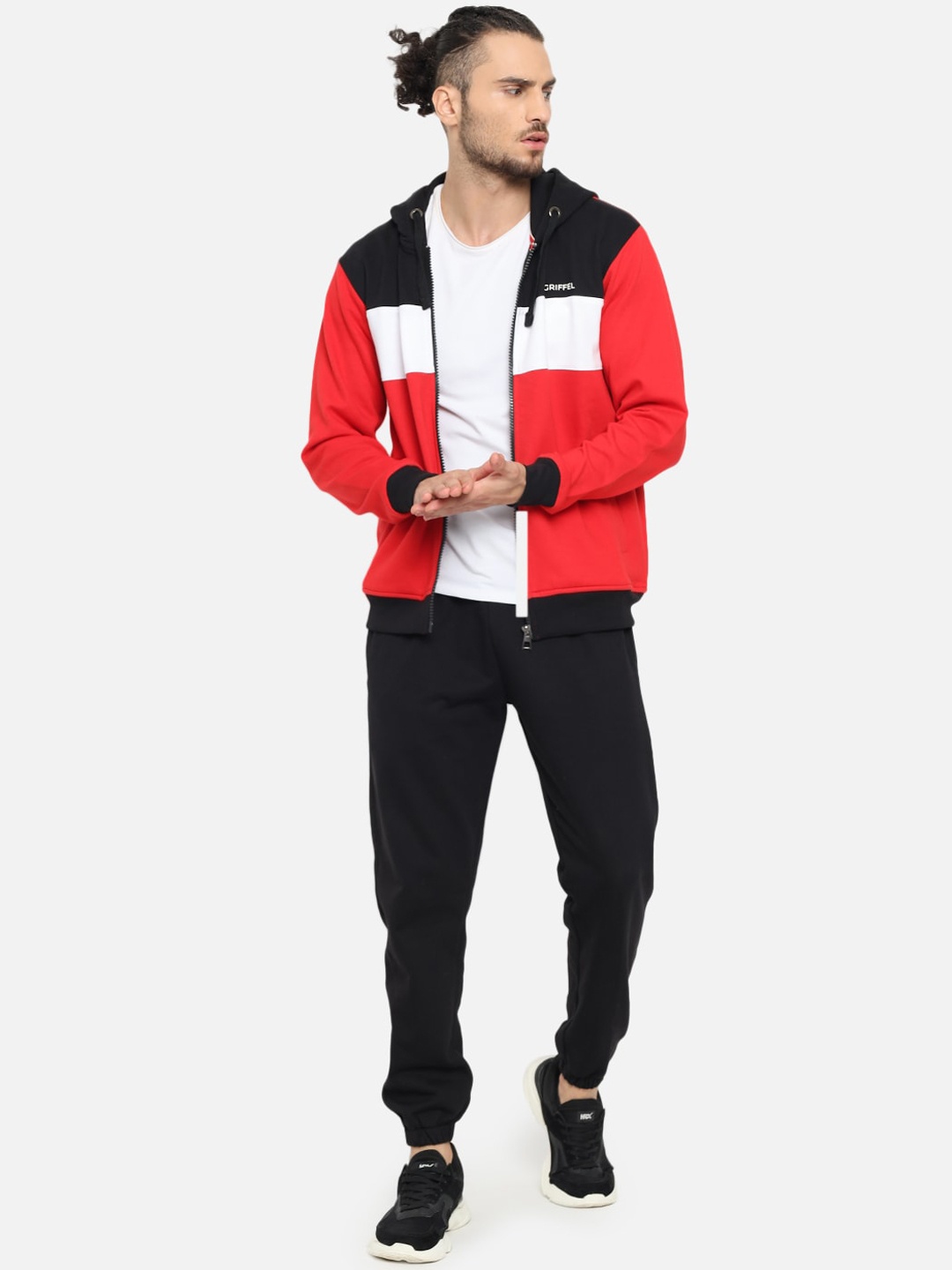 

GRIFFEL Men Red & Black Cotton Tracksuit