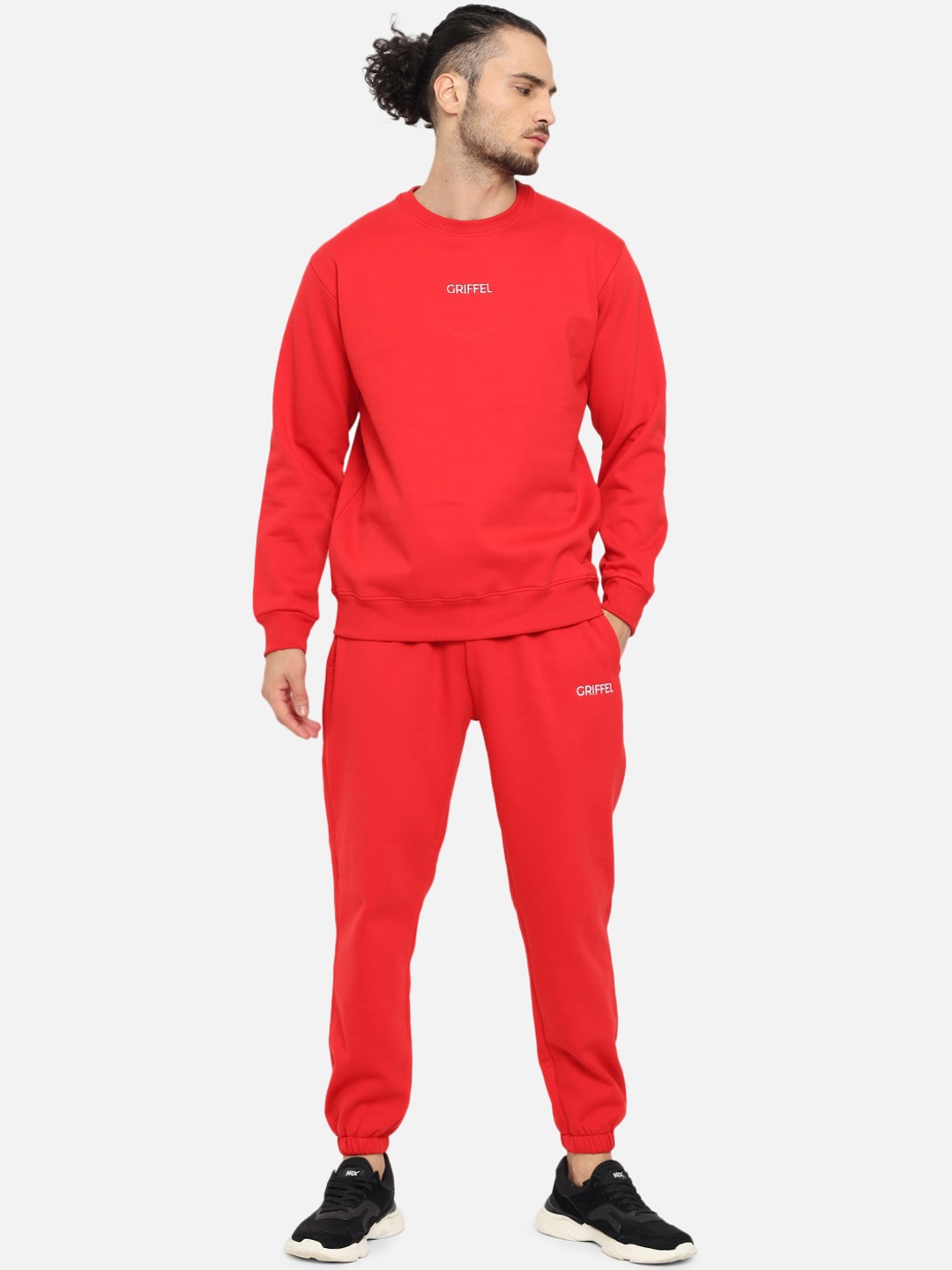 

GRIFFEL Men Red Solid Cotton Tracksuit