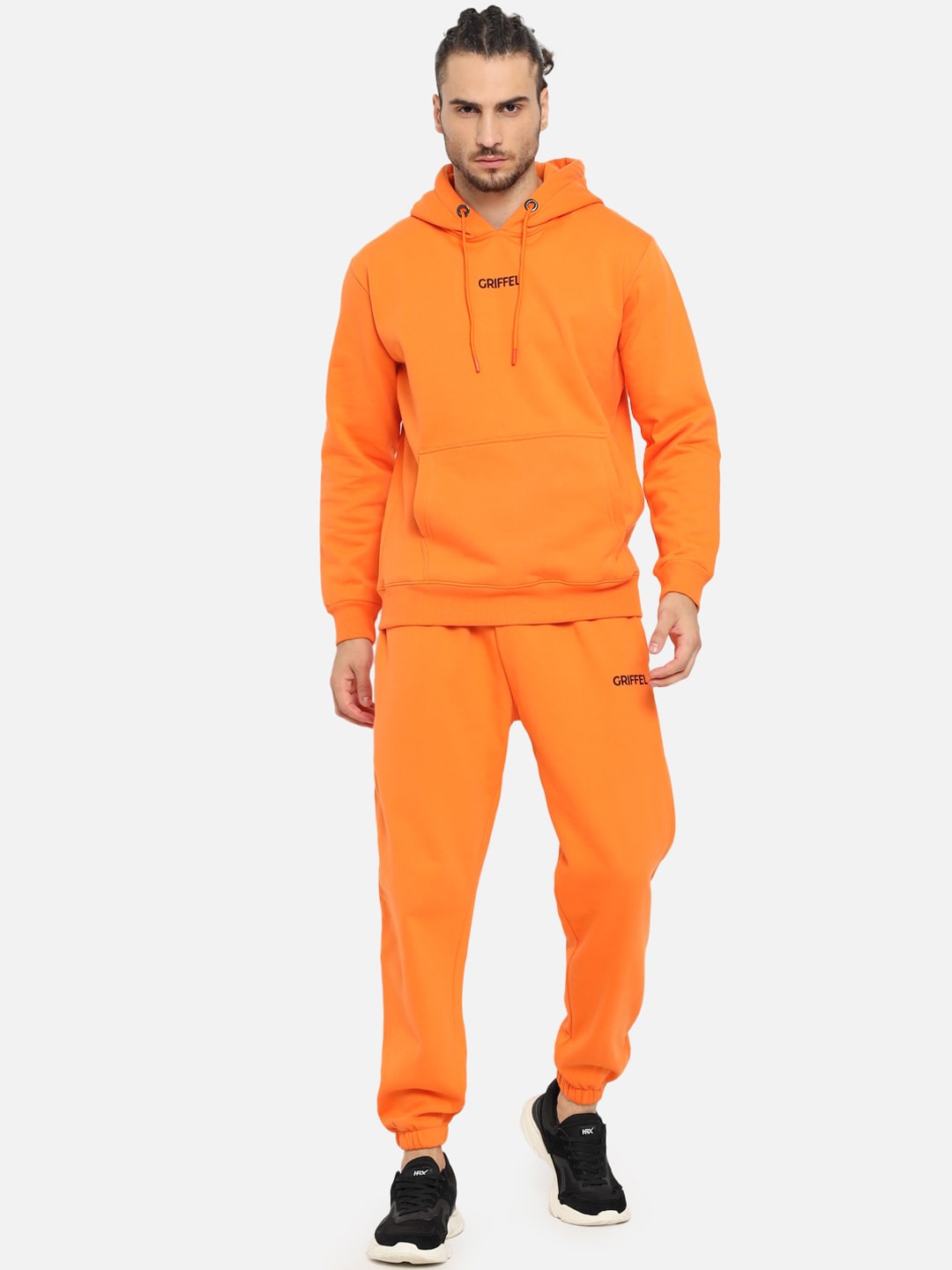 

GRIFFEL Men Orange Solid Cotton Tracksuit