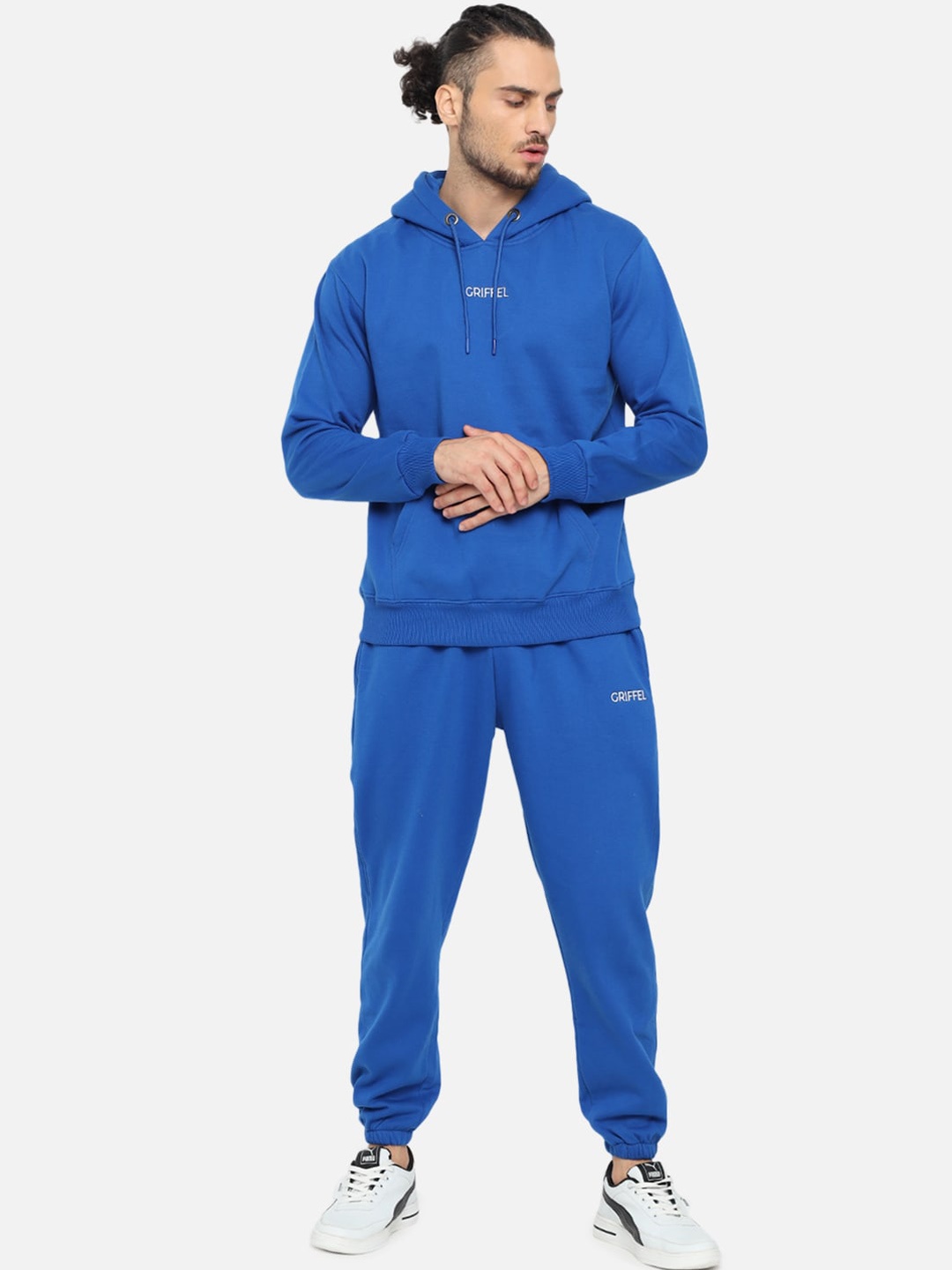 

GRIFFEL Men Blue Solid Cotton Tracksuit