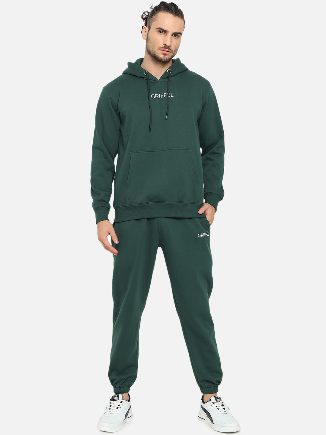 

GRIFFEL Men Green Solid Cotton Tracksuit