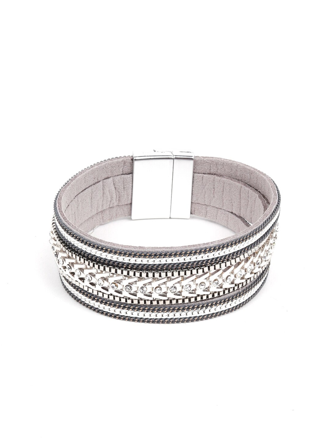 

ODETTE Women Grey Leather Wraparound Bracelet