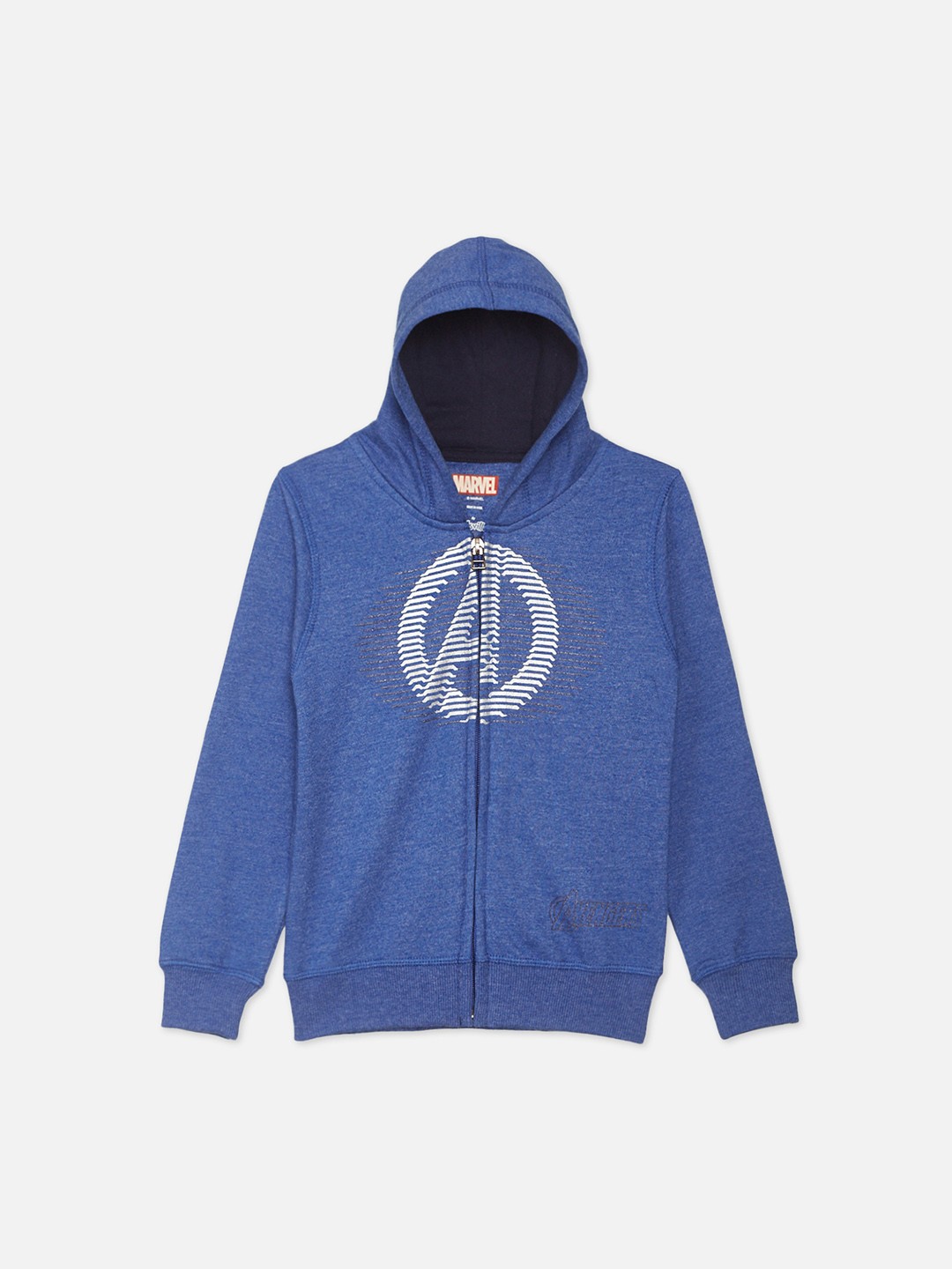 

Kids Ville Boys Blue & White Avengers Printed Hooded Sweatshirt