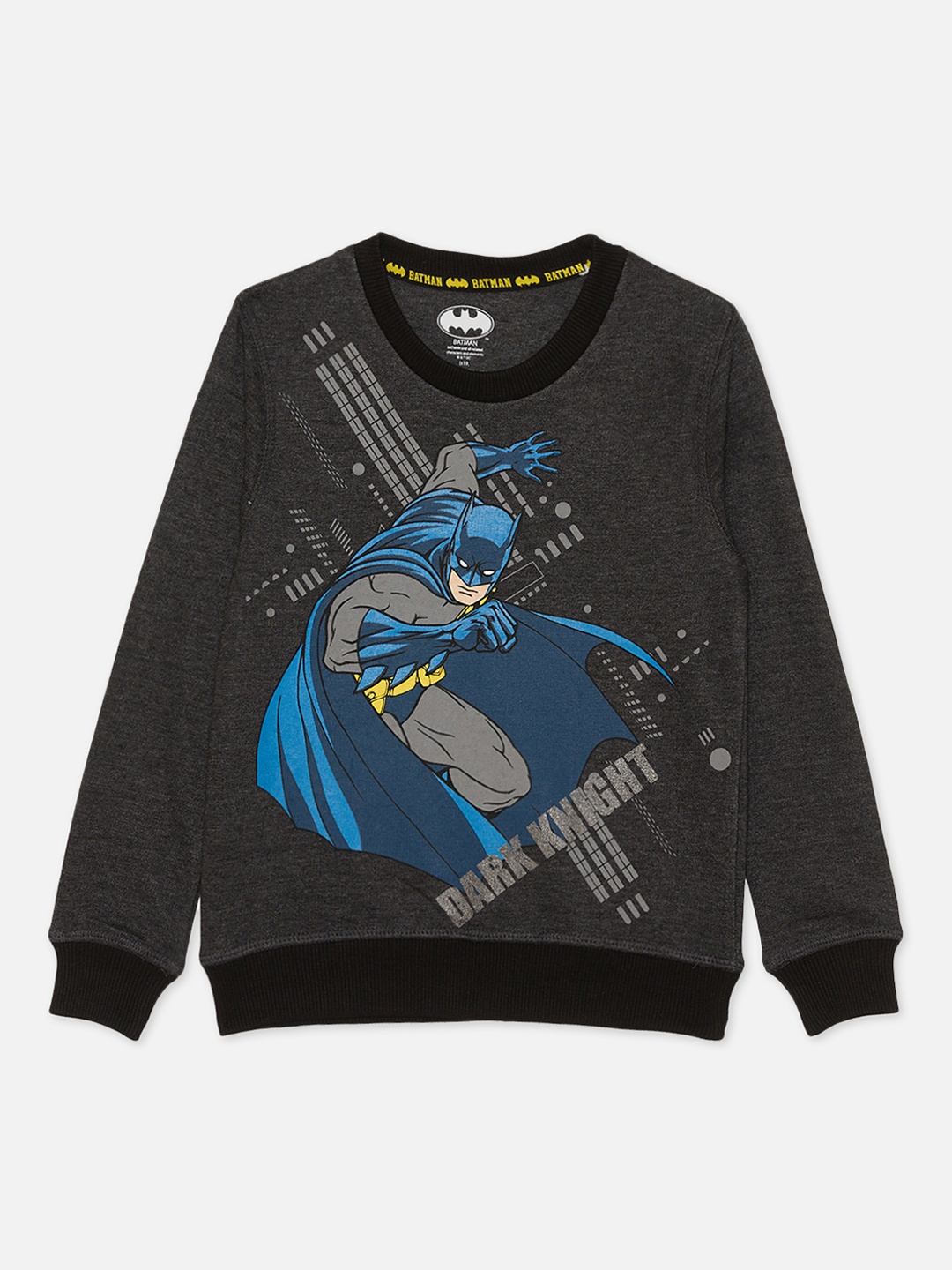 

Kids Ville Boys Charcoal Grey Printed Batman Cotton Sweatshirt