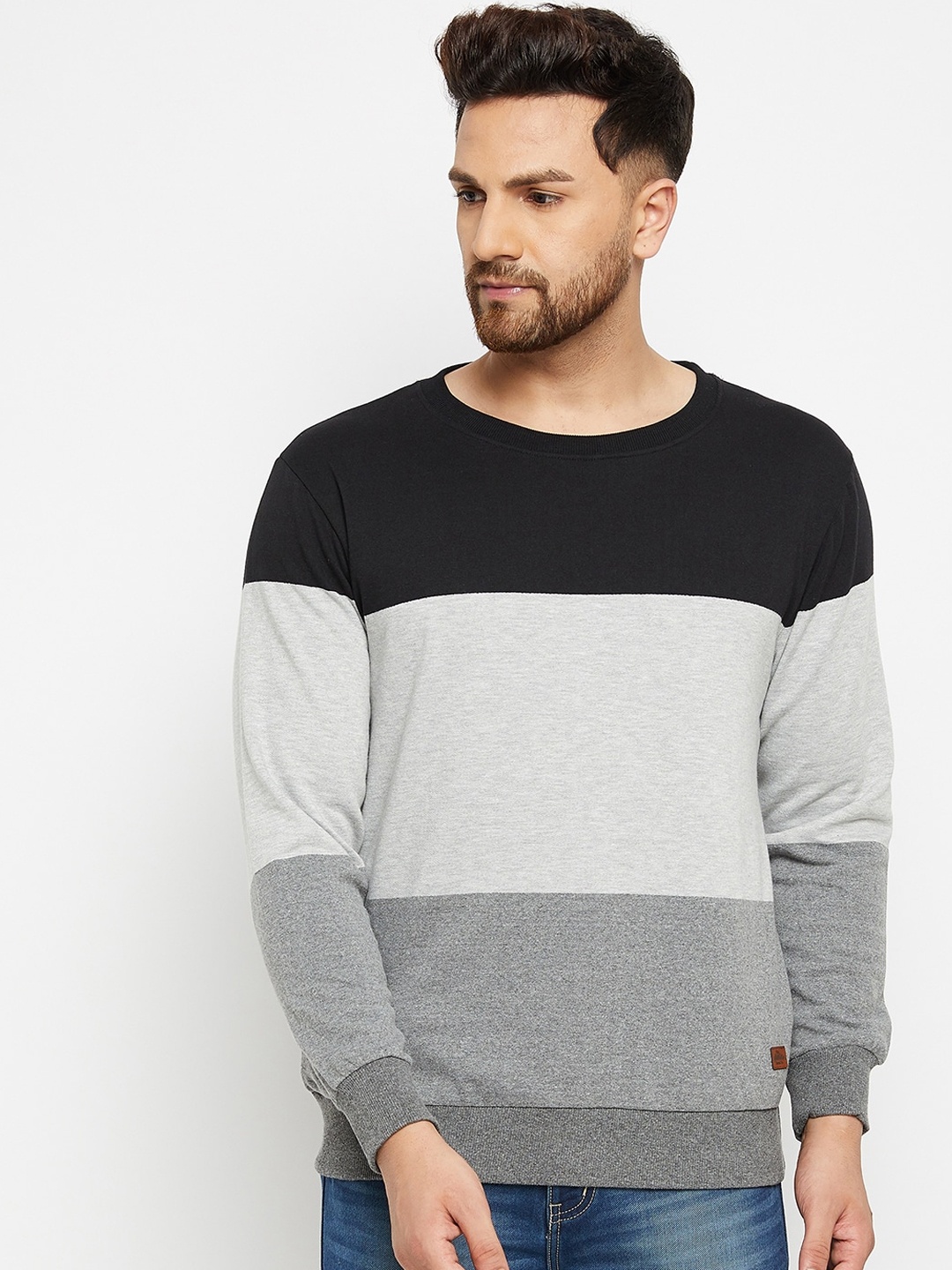 

Austin wood Black & Grey Colourblocked Sweatshirt