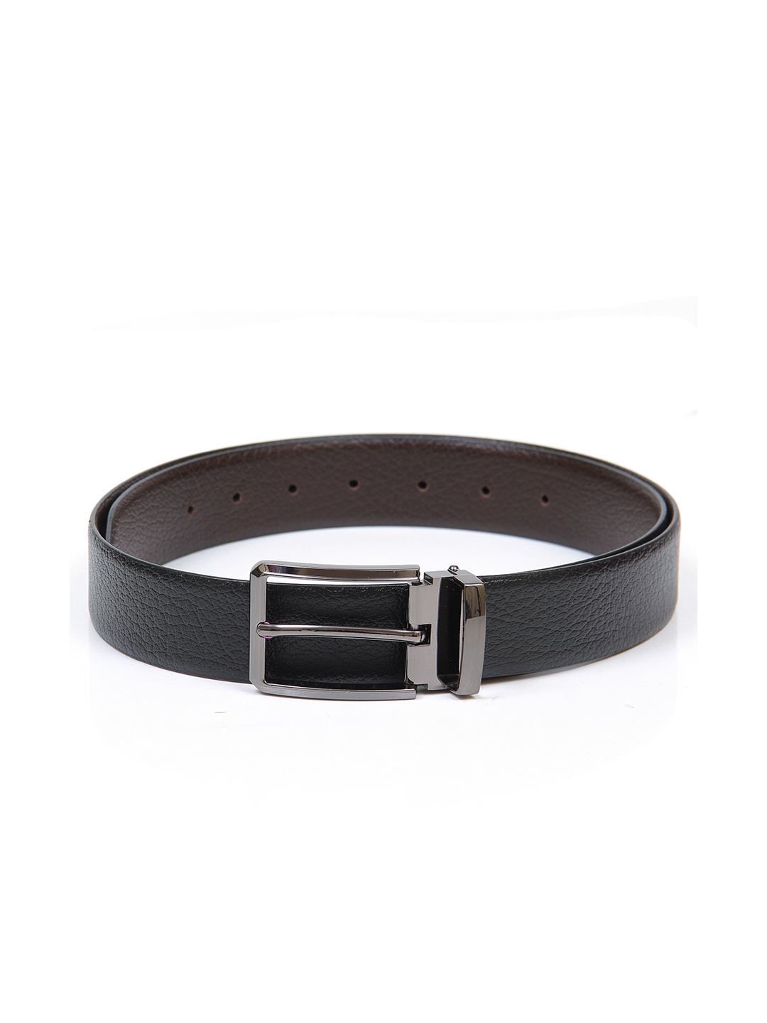 

Calvadoss Men Black Textured Reversible Leather Belt