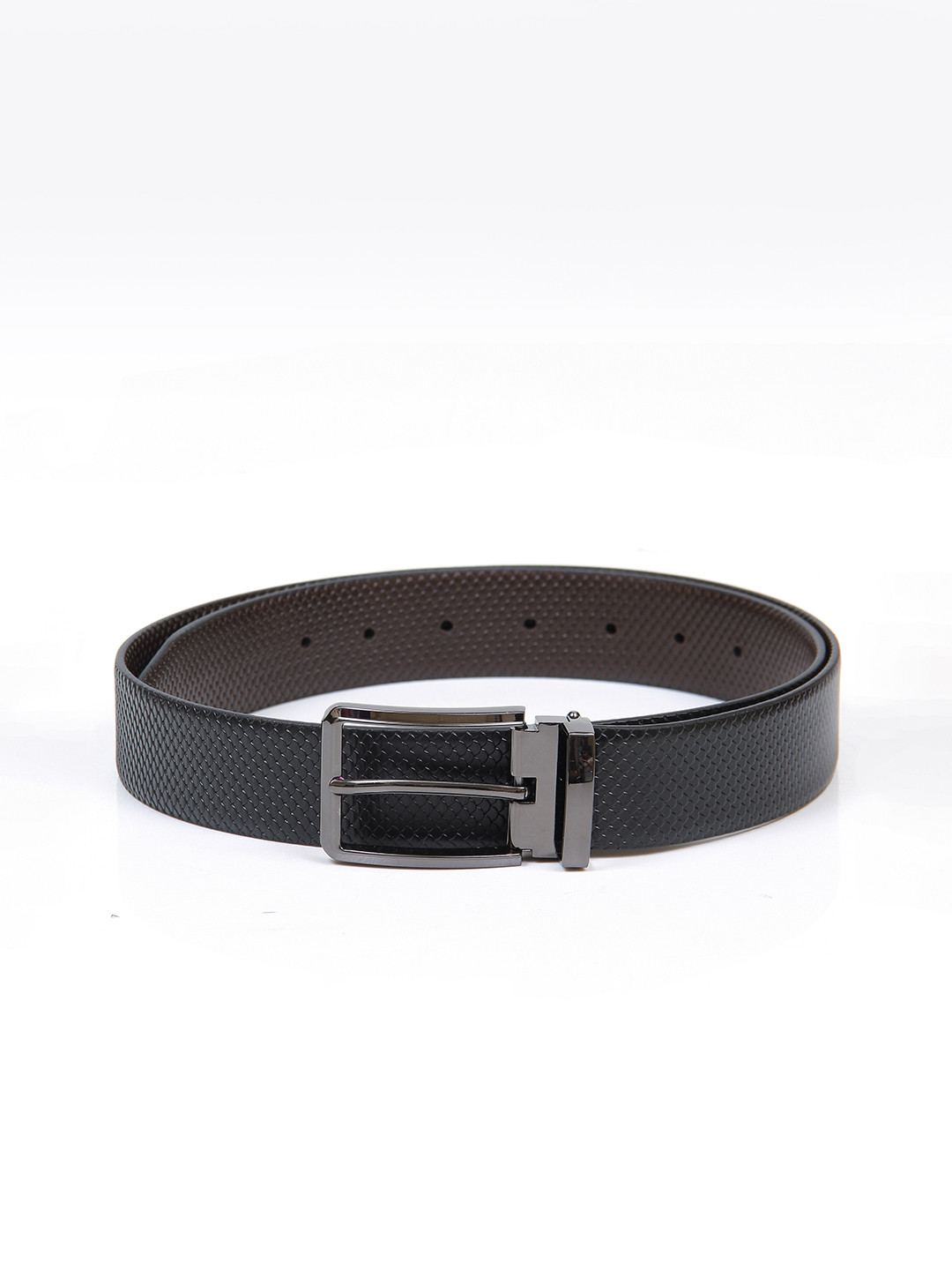 

Calvadoss Men Black Textured Leather Reversible Formal Belt