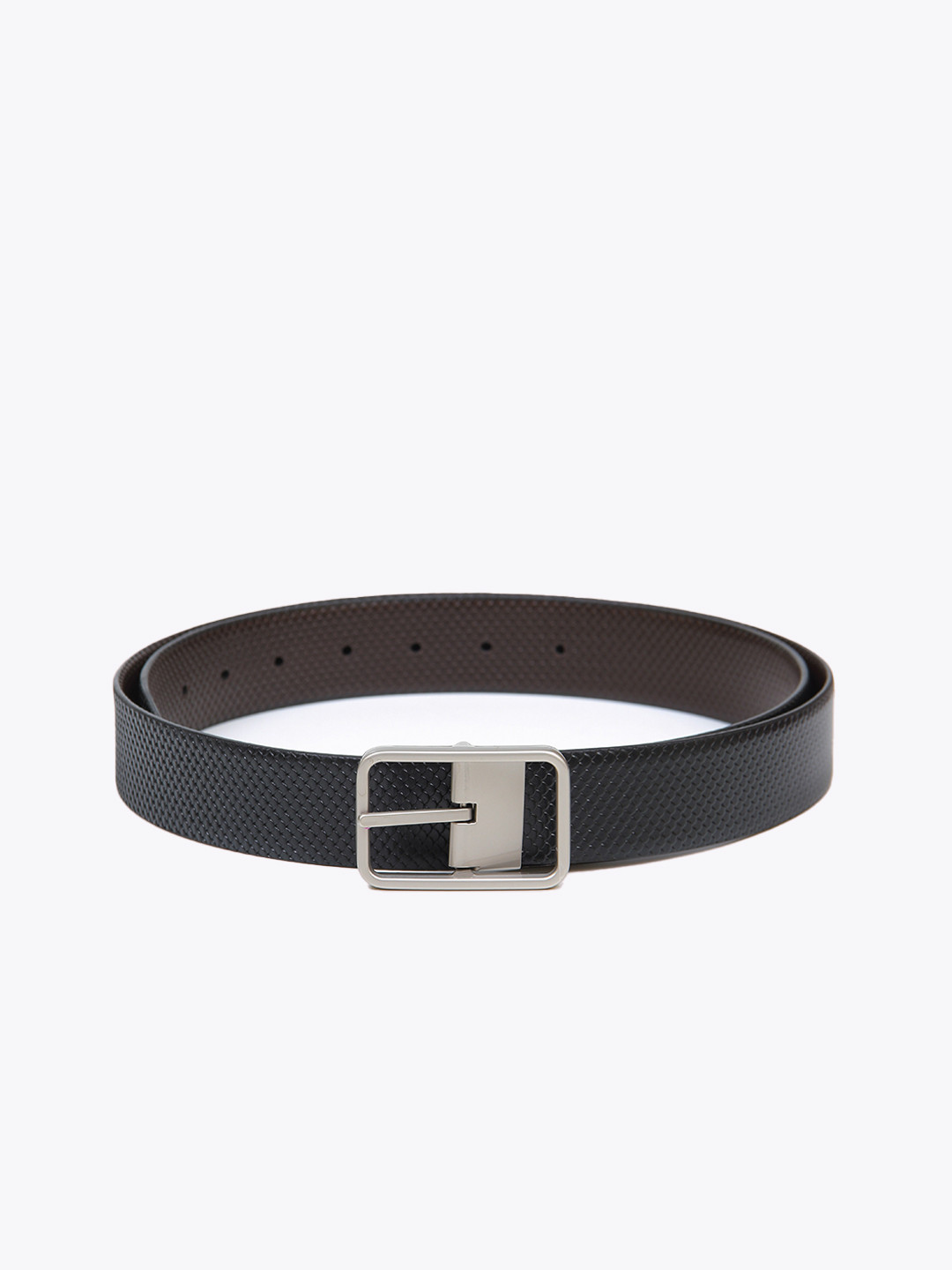 

Calvadoss Men Black Textured Reversible Belt Leather Formal Belt