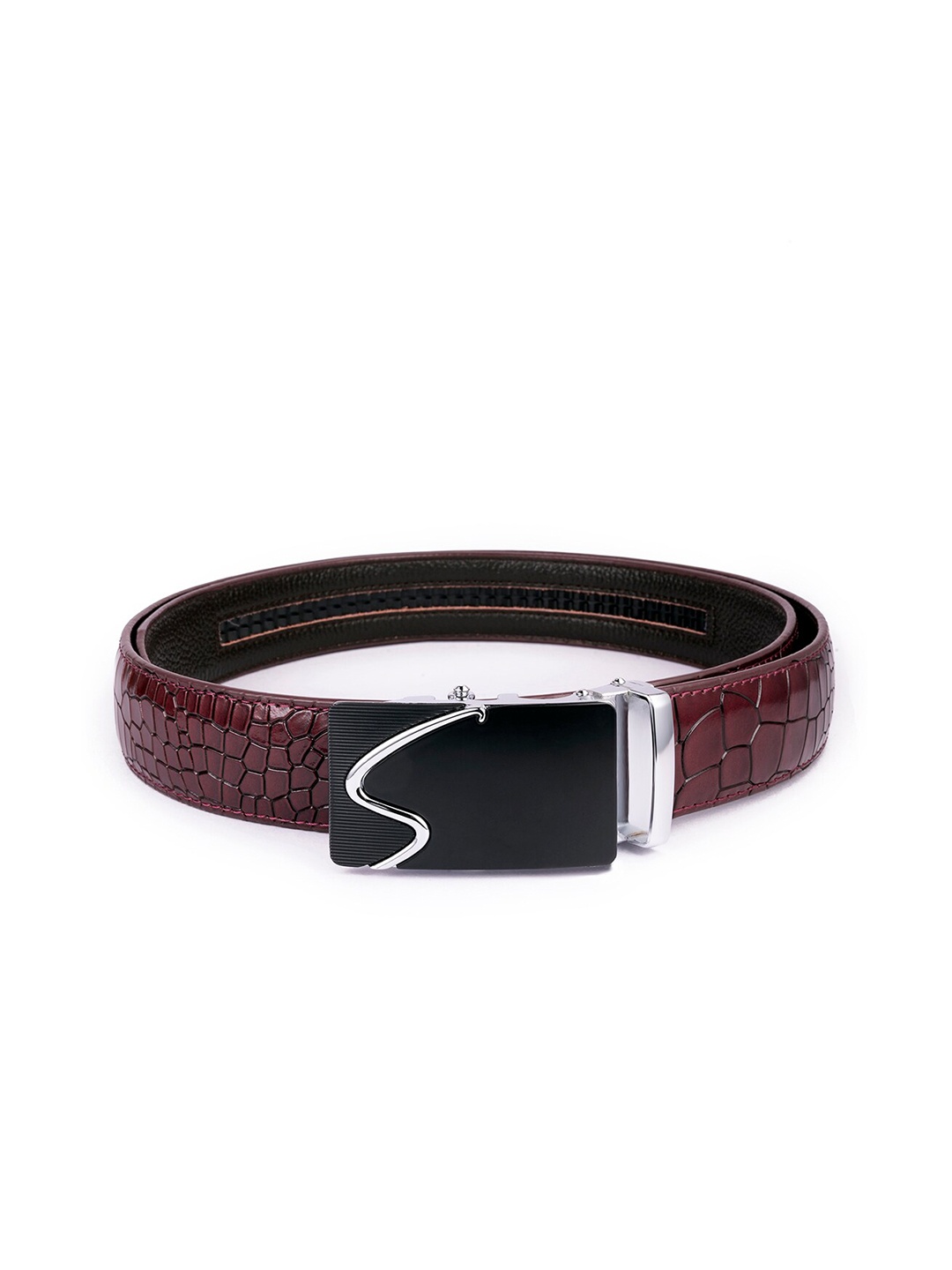 

BANGE Men Red Textured Leather Formal Belt