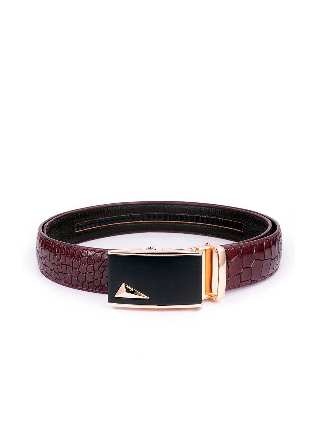 

BANGE Men Red Textured Leather Belt