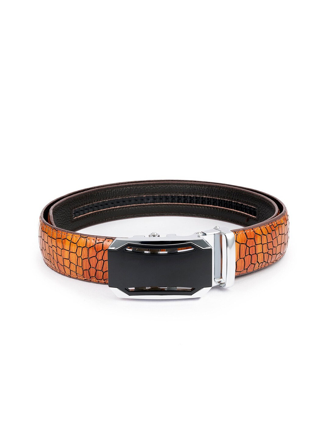 

BANGE Men Brown Textured Leather Formal Belt