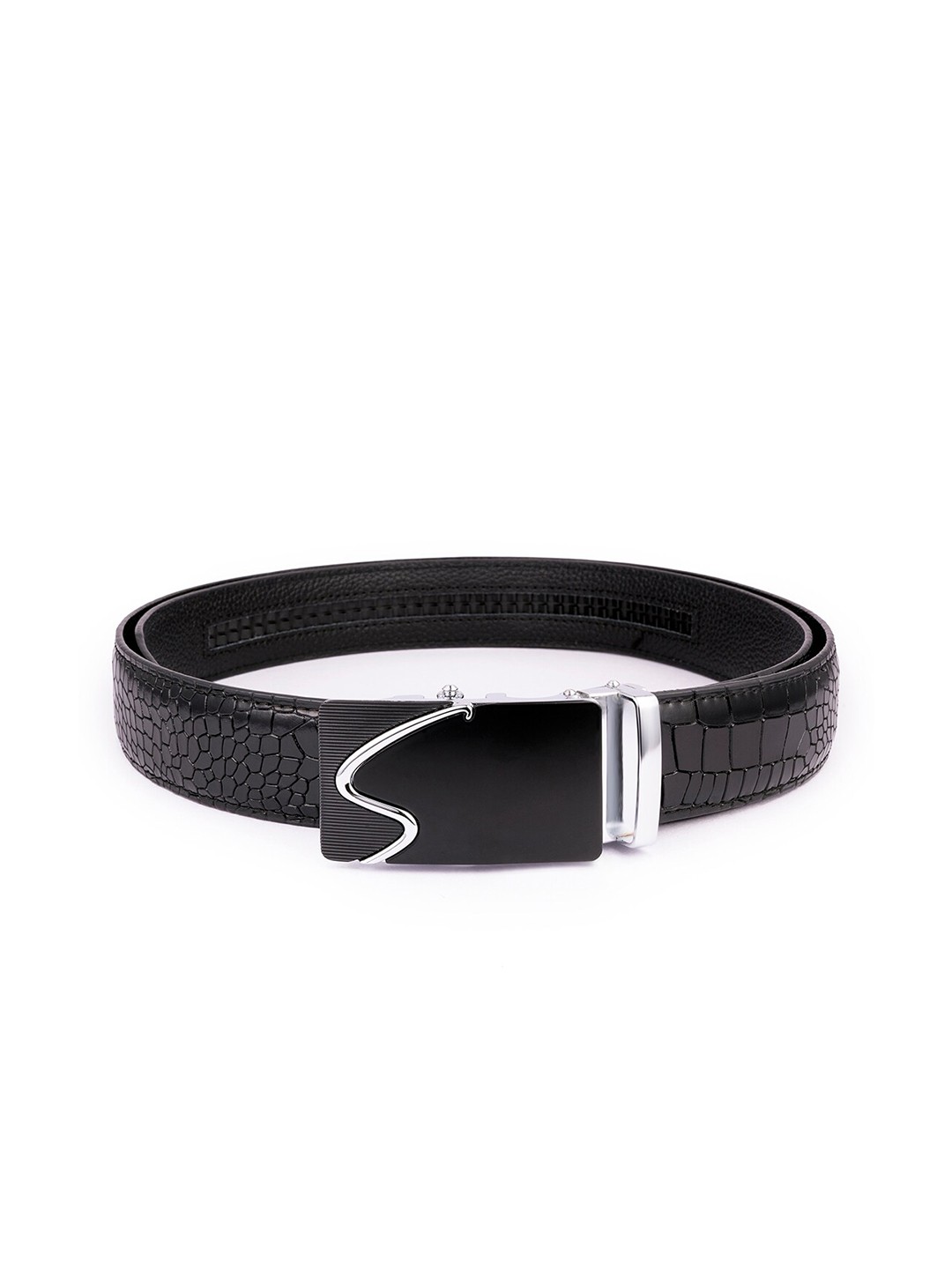 

BANGE Men Black Textured Leather Formal Belt