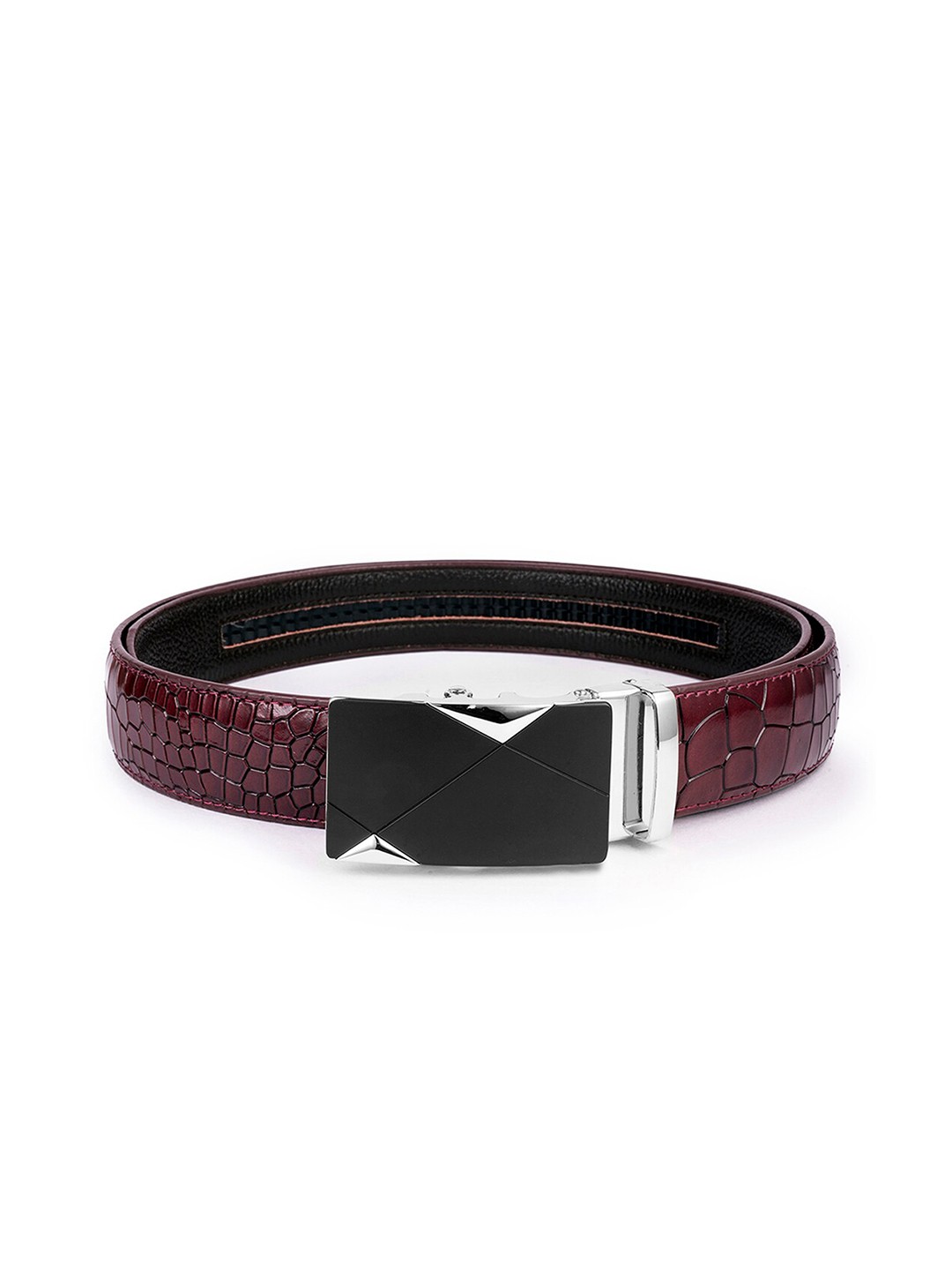 

BANGE Men Red Textured Leather Formal Belt