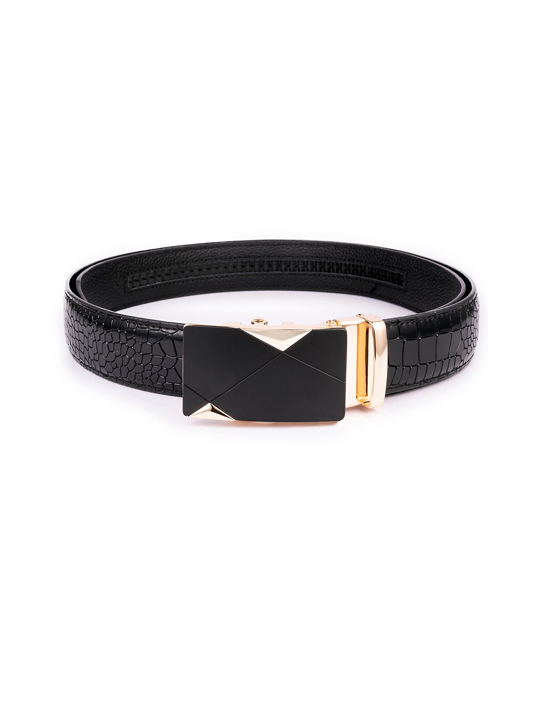 

BANGE Men Black Textured Leather Formal Belt