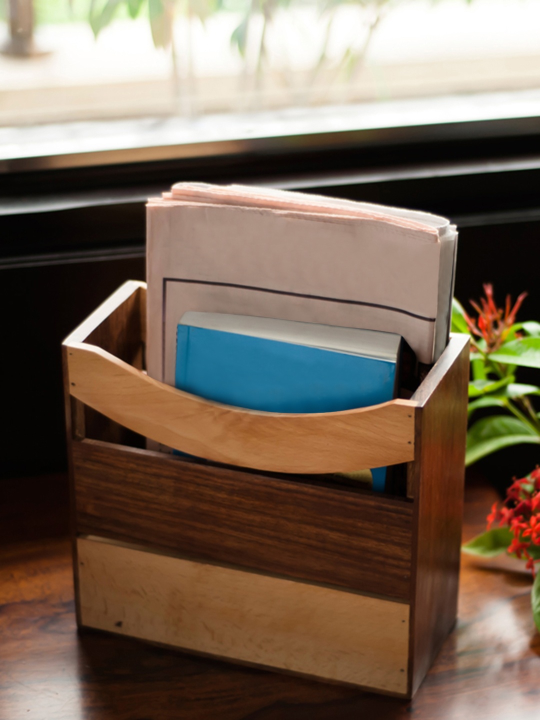 

ExclusiveLane Sheesham Wooden Elegant Magazine Cum Newspaper Stand Organiser, Brown