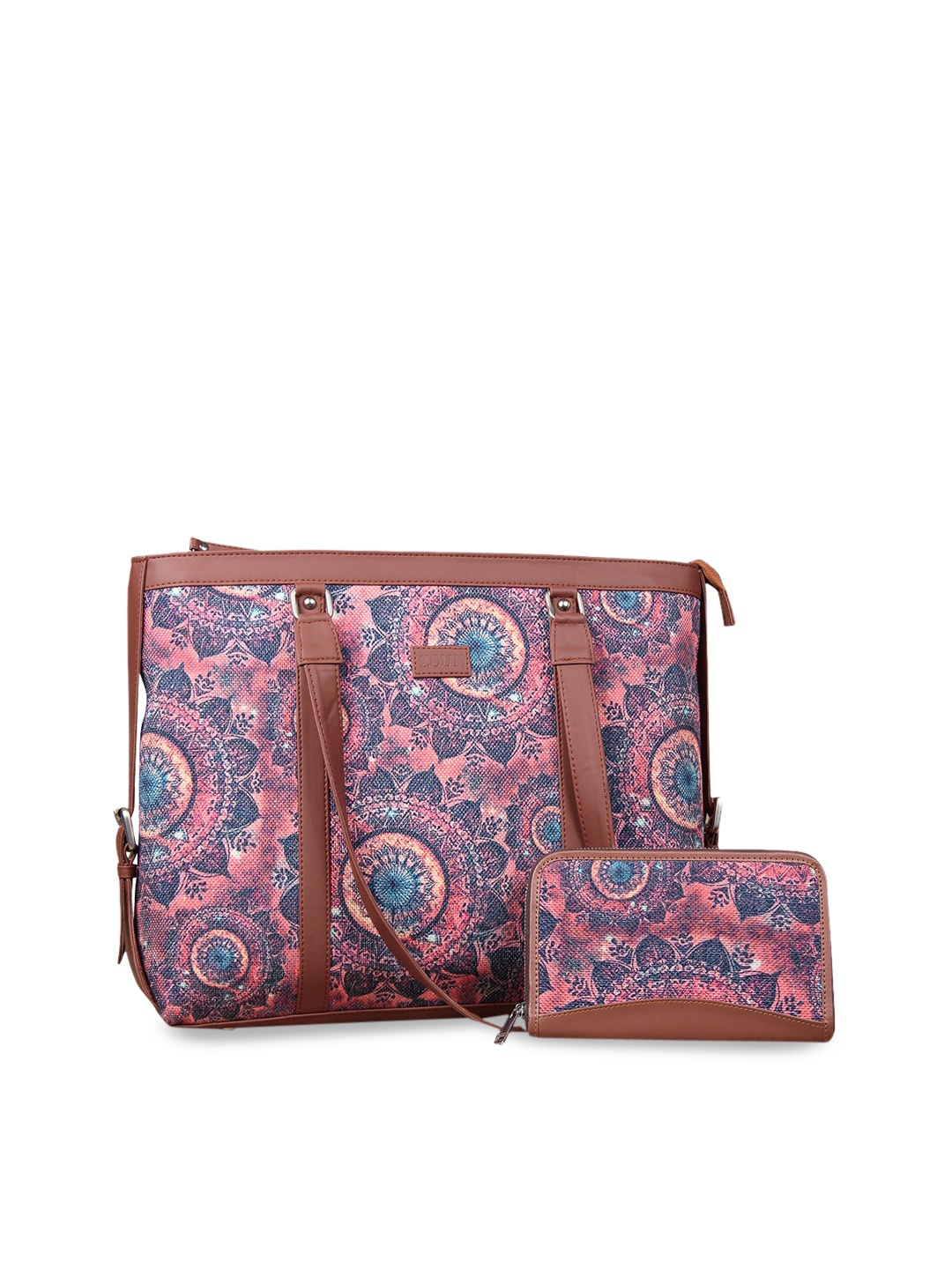 

ZOUK Pink Ethnic Motifs Printed Structured Shoulder Bag With Chain Wallet