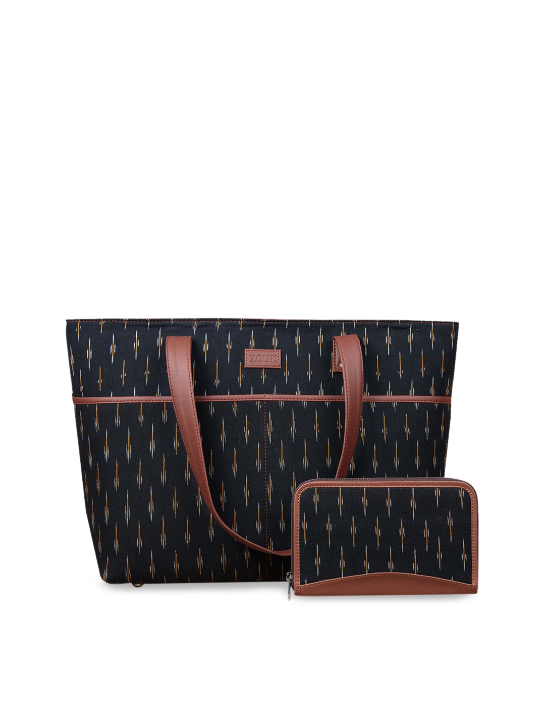 

ZOUK Black Geometric Printed Swagger Shoulder Bag