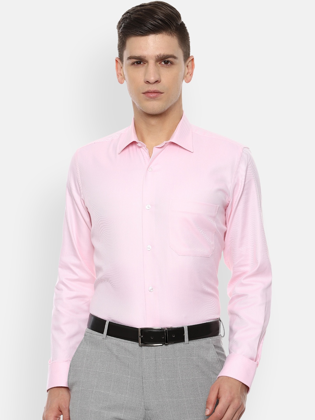 

Louis Philippe Men Pink Slim Fit Opaque Formal Shirt