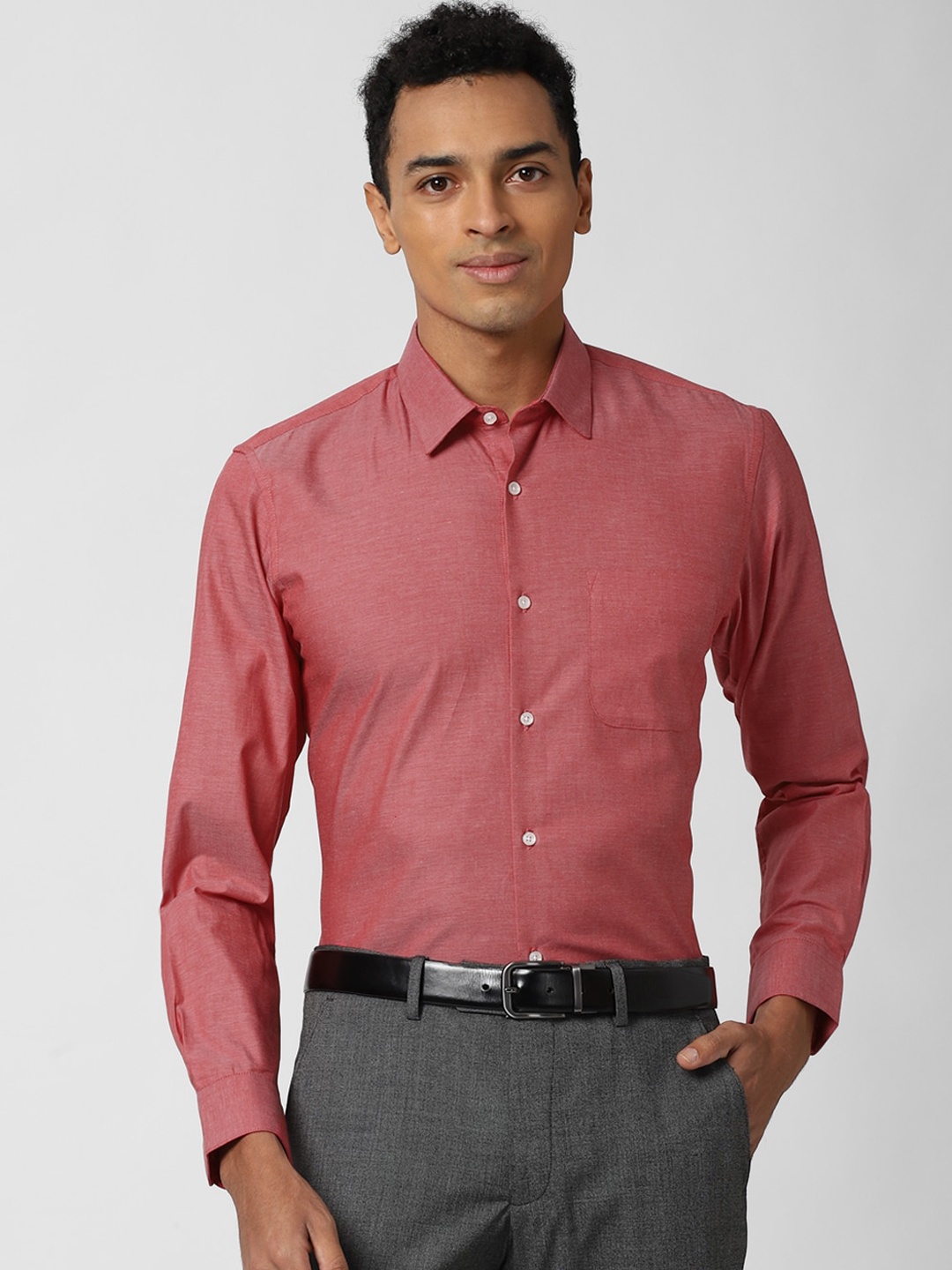 

Peter England Men Red Slim Fit Opaque Formal Shirt