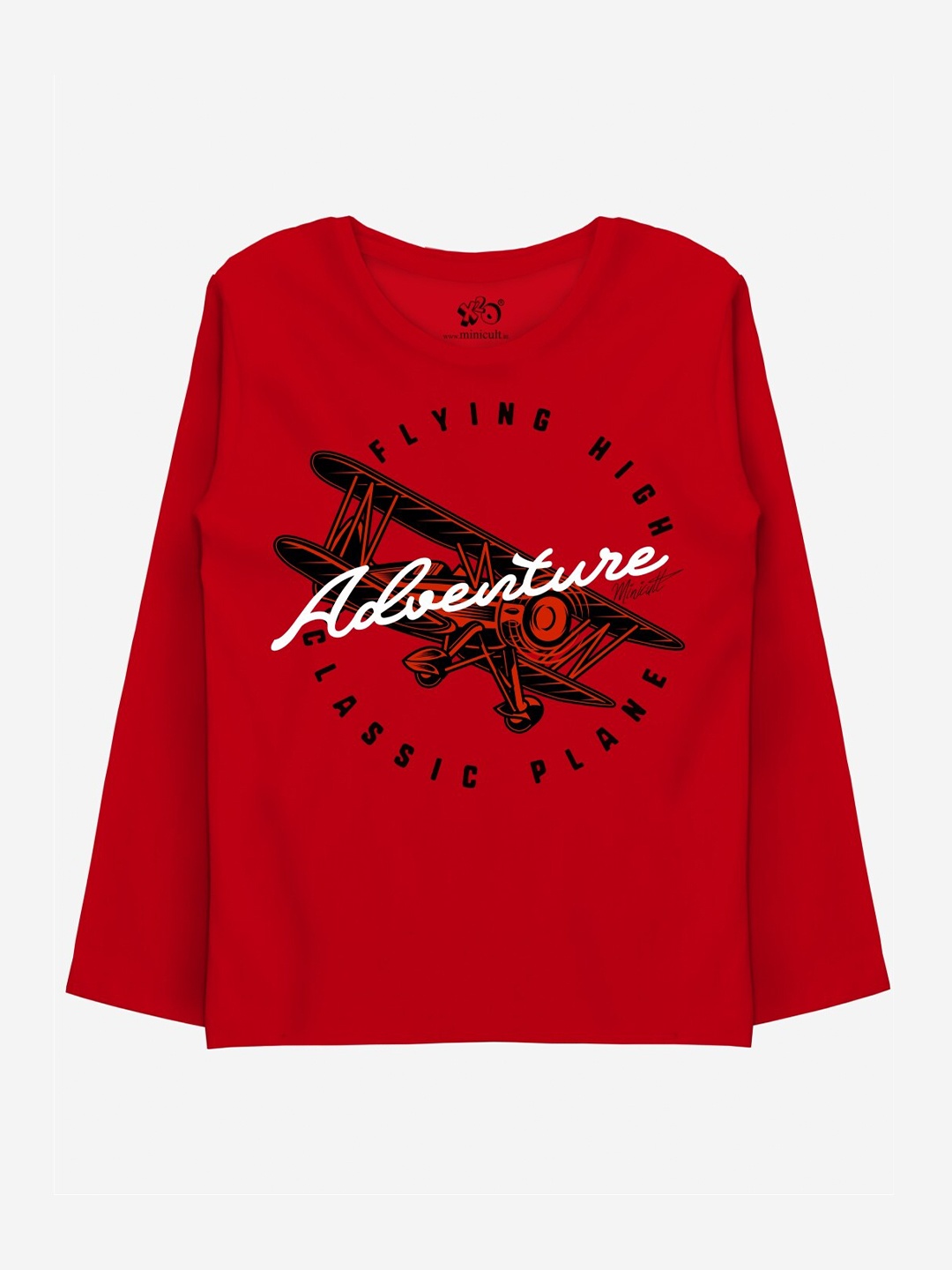 x2o Boys Red & Black Printed Pure Cotton T-shirt