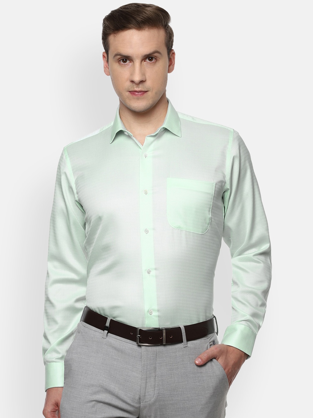 

Van Heusen Men Green Solid Opaque Formal Shirt