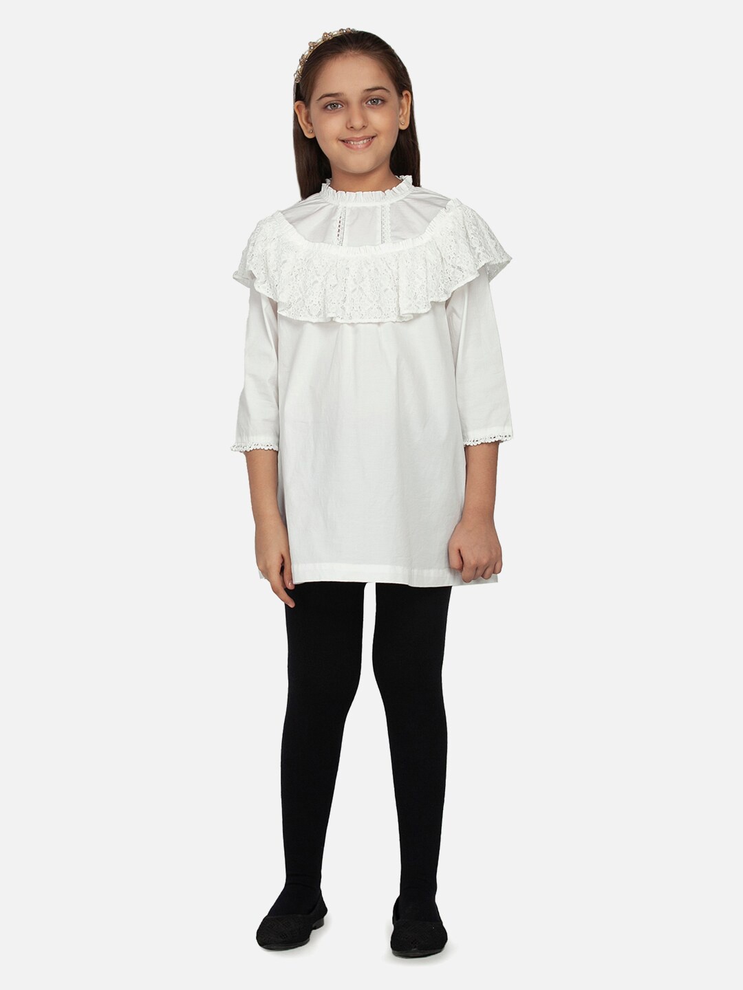 

BLANC9 Girls White Solid Tunic