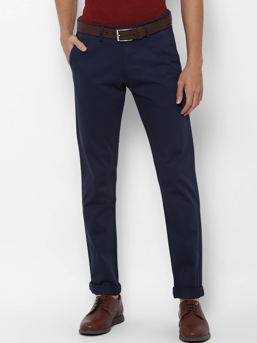 

Allen Solly Men Navy Blue Slim Fit Trousers