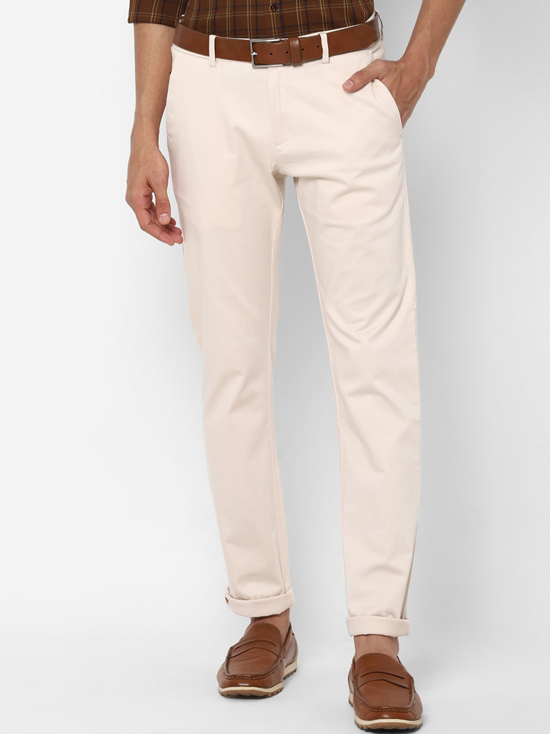 

Allen Solly Men Beige Slim Fit Trousers