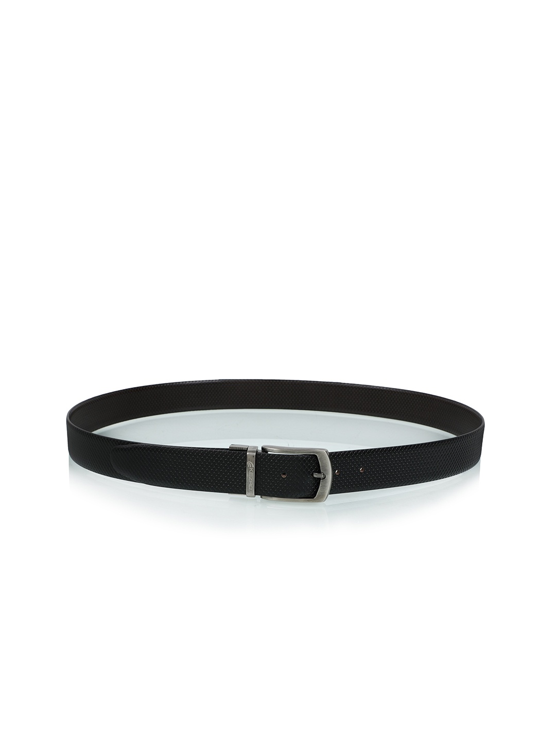 

KEZRO Men Black Textured Reversible Leather Belt