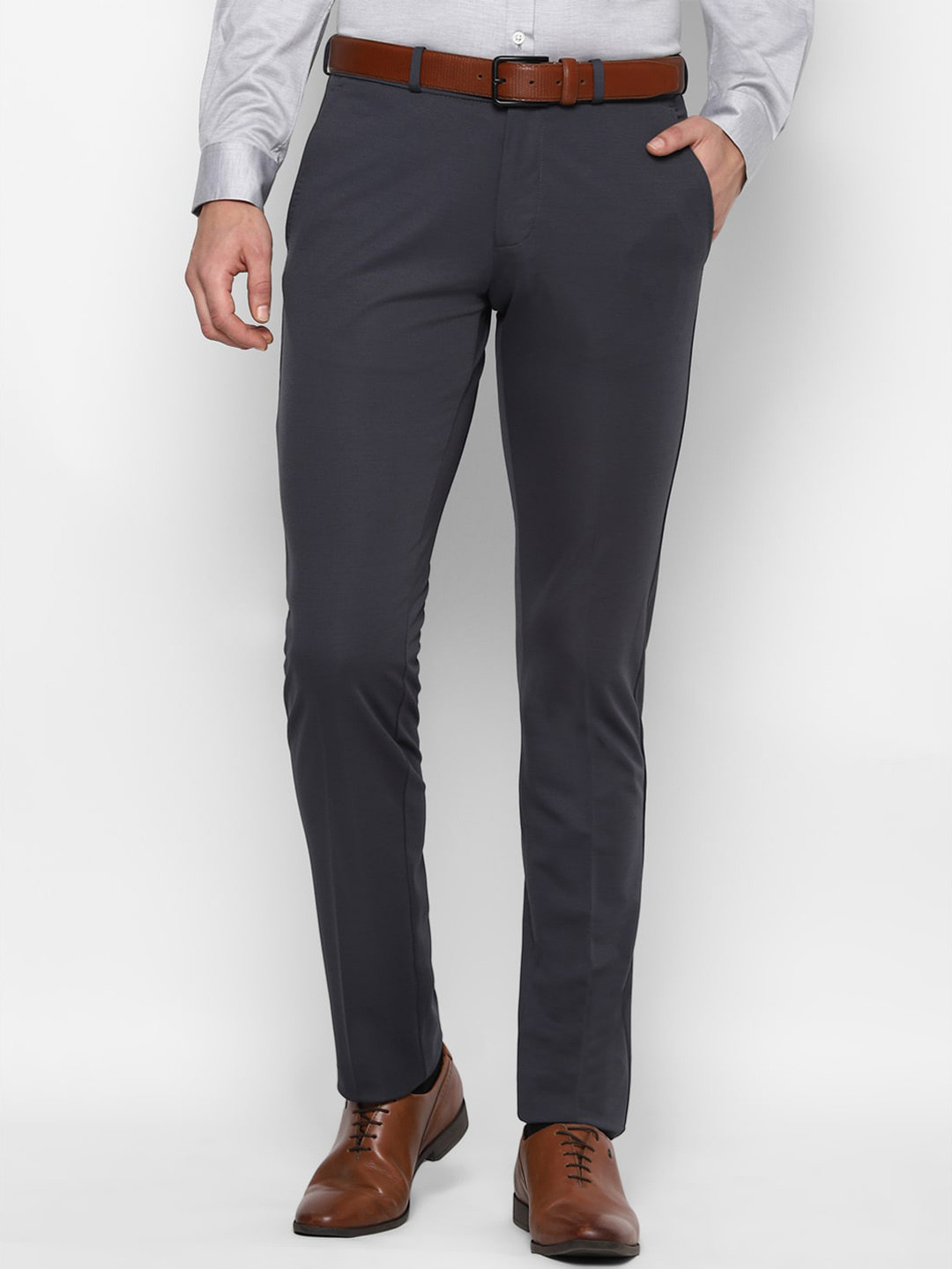 

Allen Solly Men Grey Slim Fit Formal Trousers