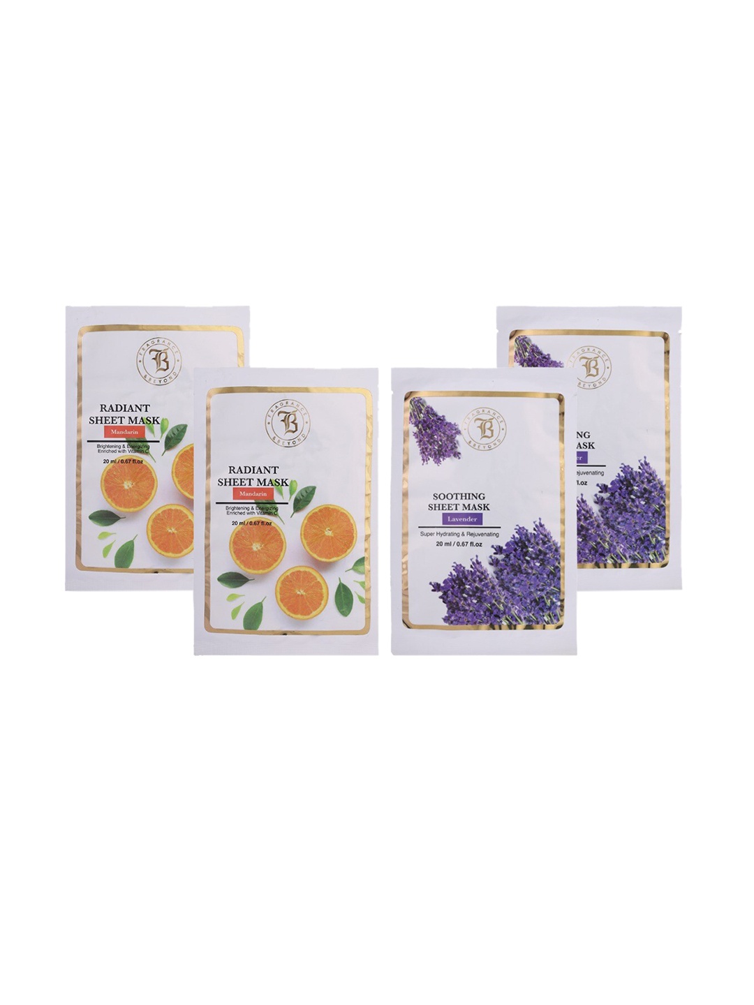 

Fragrance & Beyond Unisex Pack Of 4 Natural Serum Sheet Masks 80 ml, White