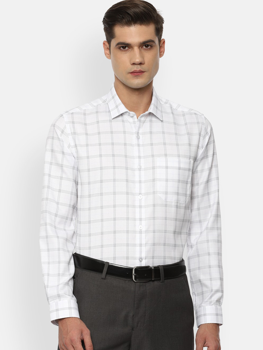 

Louis Philippe Permapress Men White Slim Fit Opaque Checked Formal Shirt