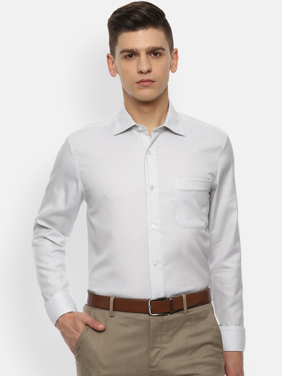 

Louis Philippe Permapress Men White Opaque Cotton Formal Shirt