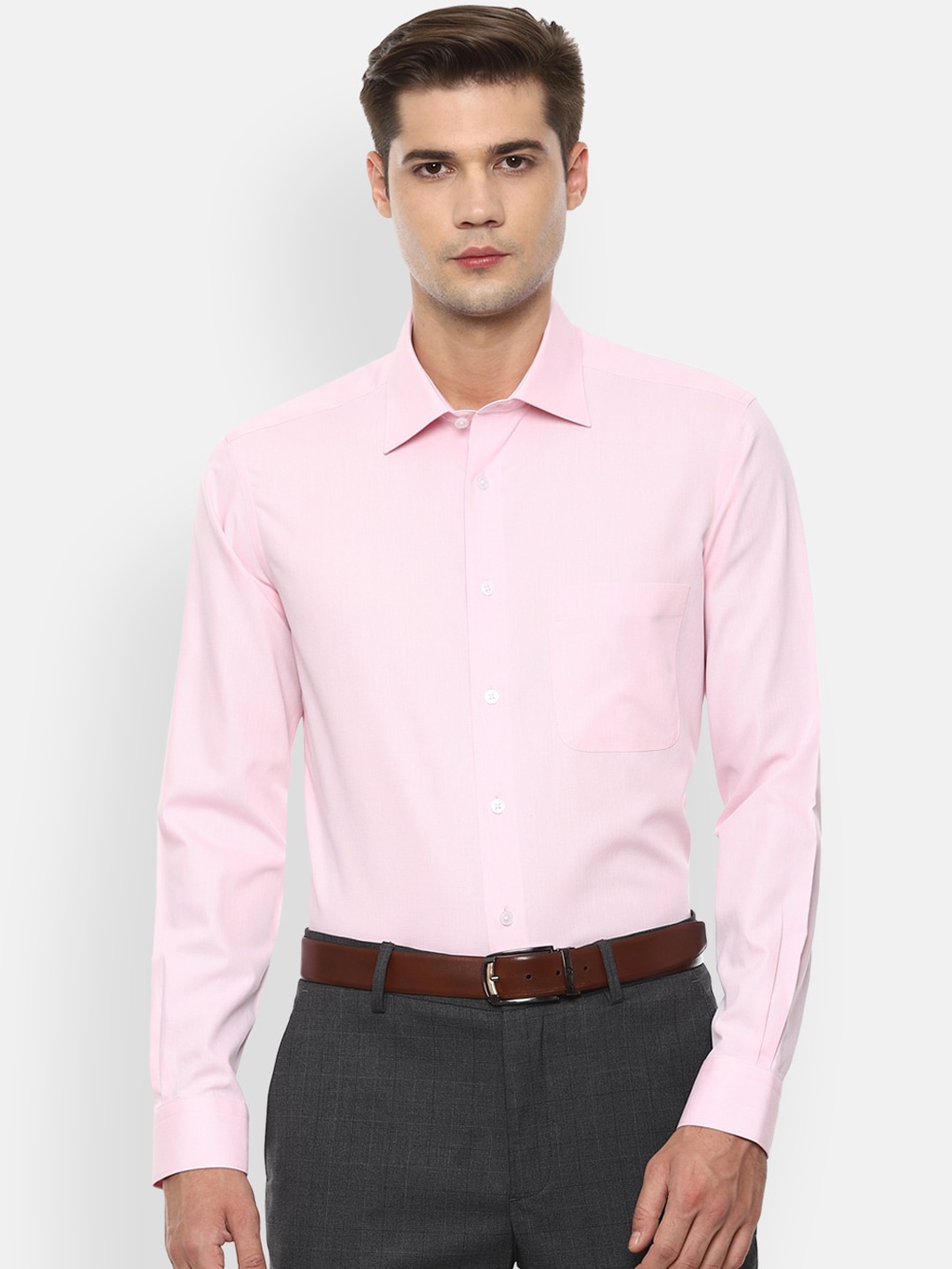 

Louis Philippe Men Pink Opaque Cotton Formal Shirt