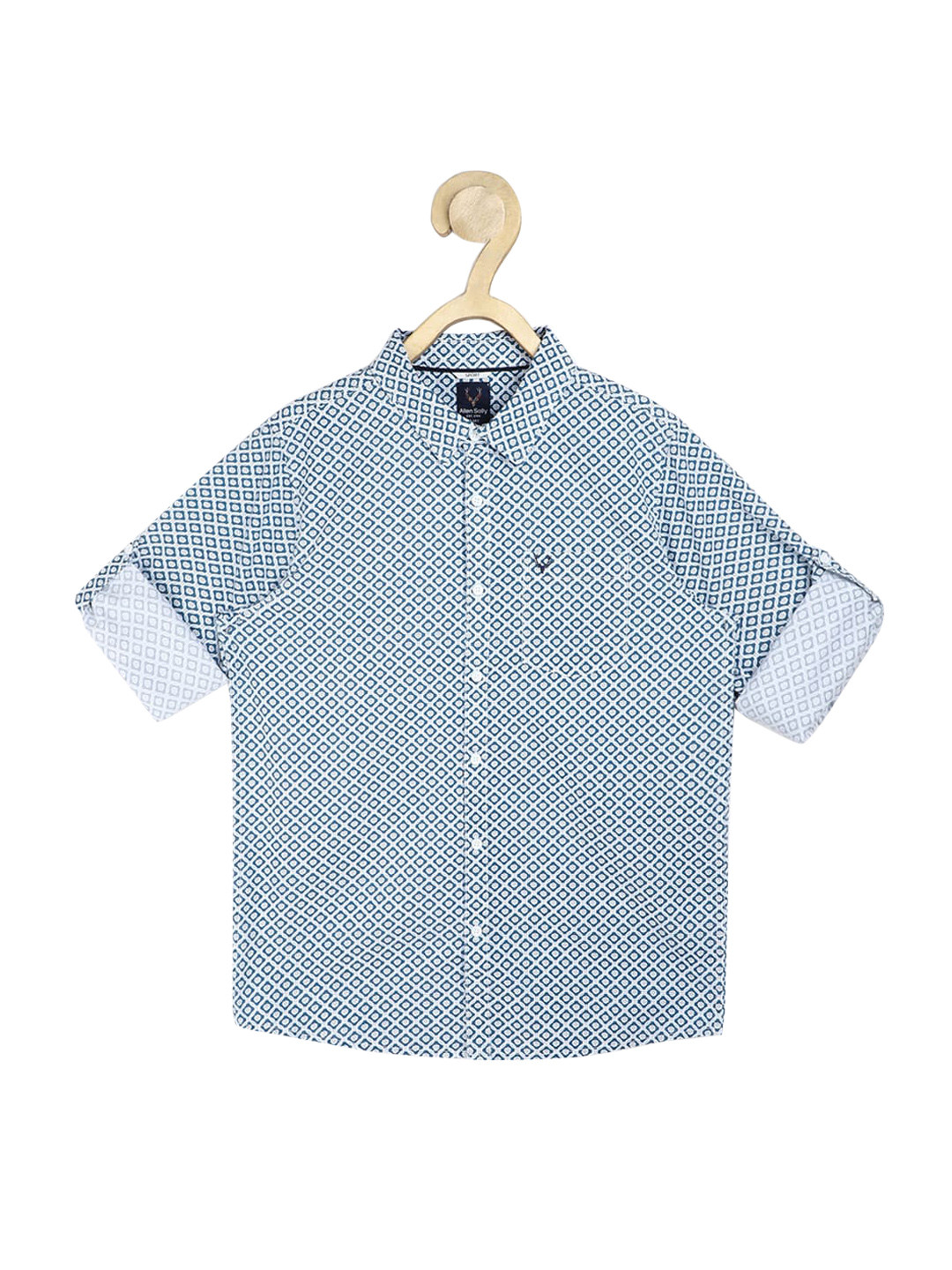 

Allen Solly Junior Boys Blue Slim Fit Opaque Printed Casual Cotton Shirt