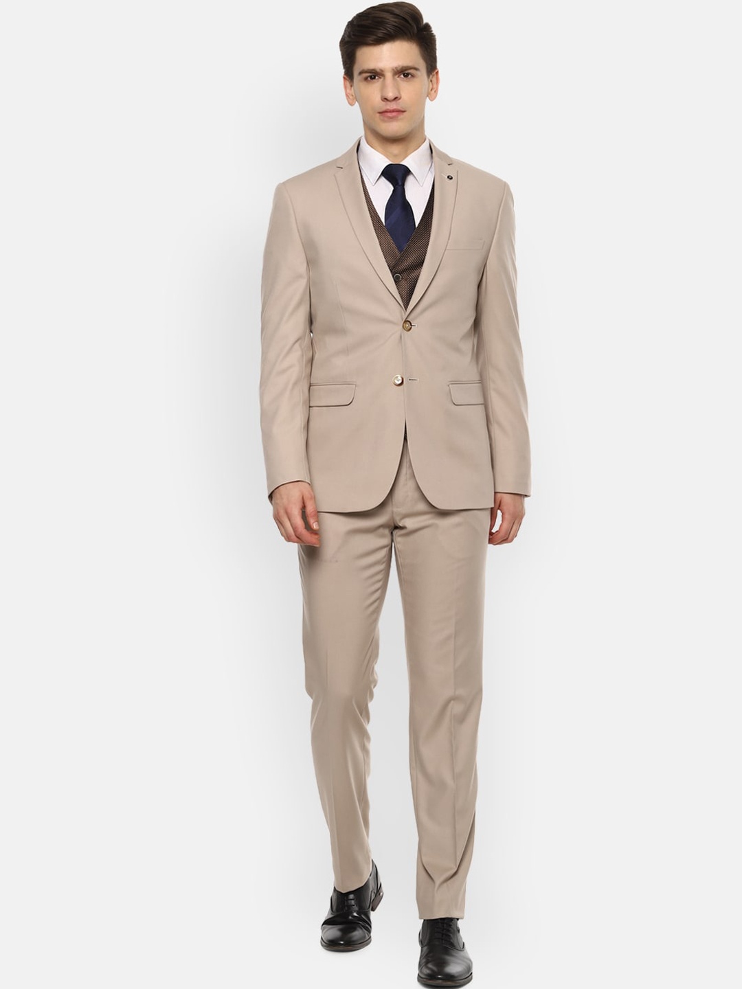 

Van Heusen Men Beige Self Design Single-Breasted 4-Piece Suit