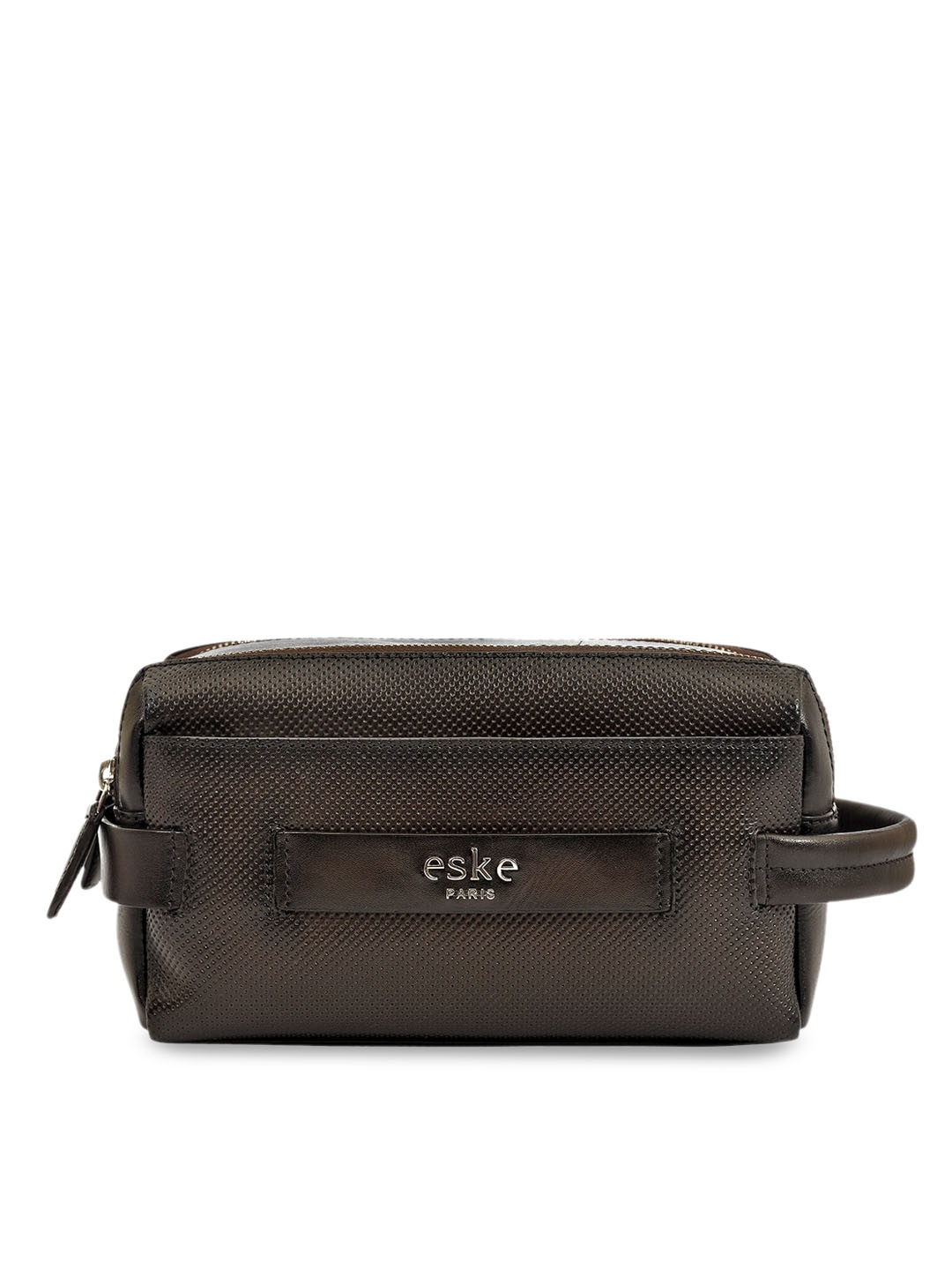 

Eske Unisex Black Textured Travel Pouch, Brown