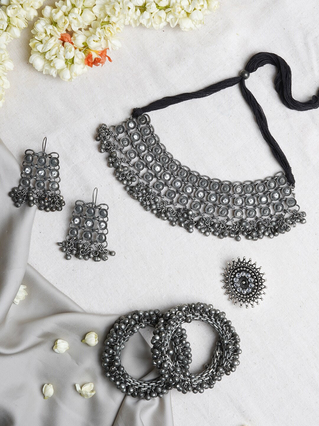 

TEEJH Oxidised Silver-Plated Mayansh Jewellery Gift Set