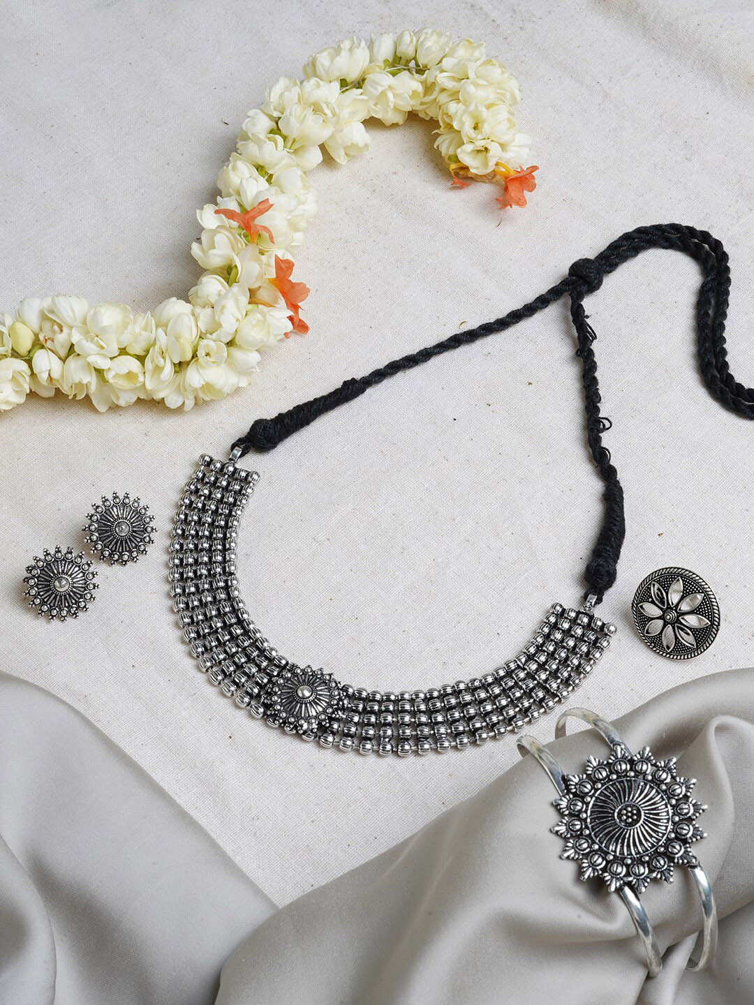 

TEEJH Oxidised Silver-Plated Jewellery Set