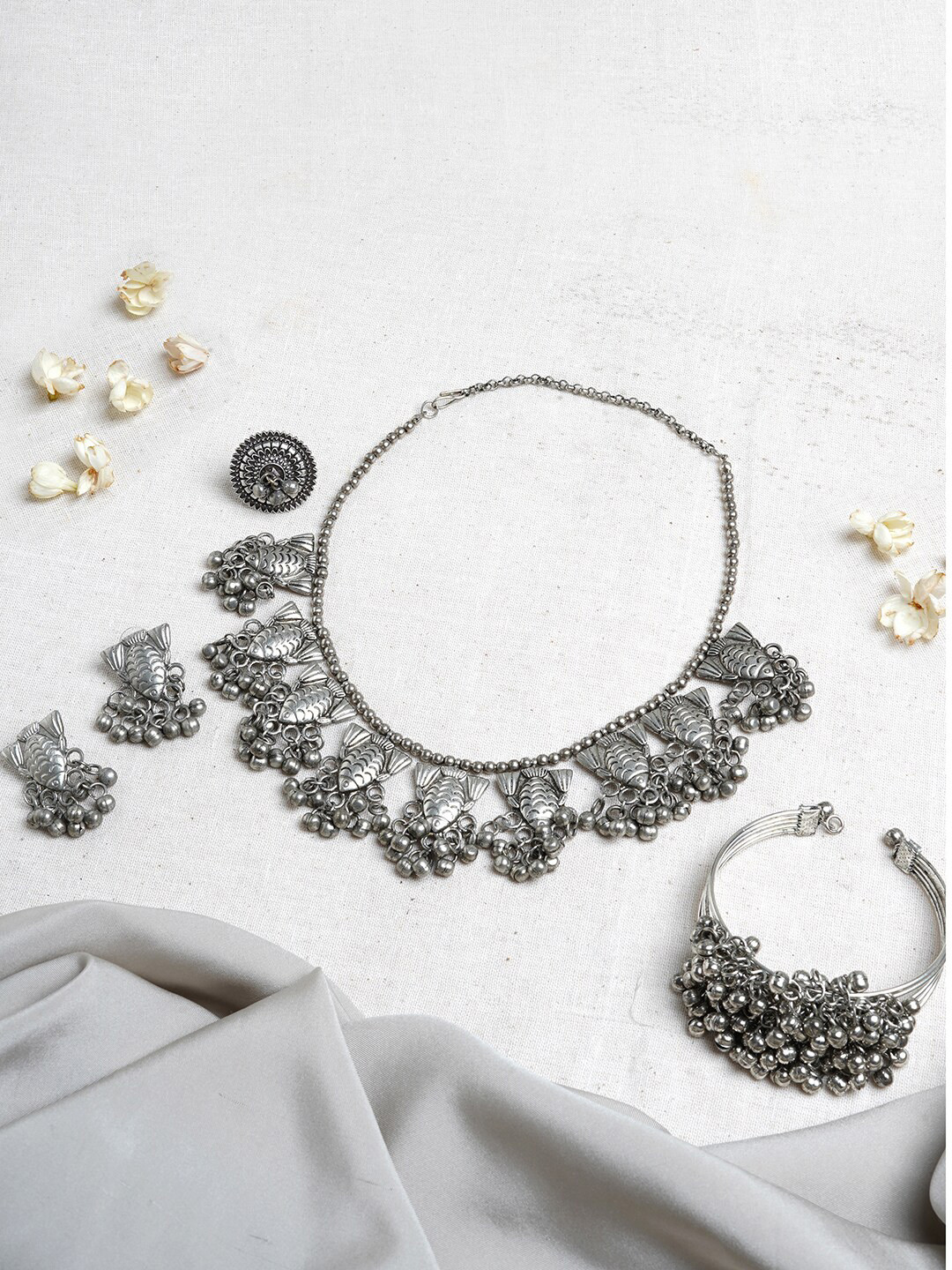 

TEEJH Oxidised Silver-Plated Jewellery Set